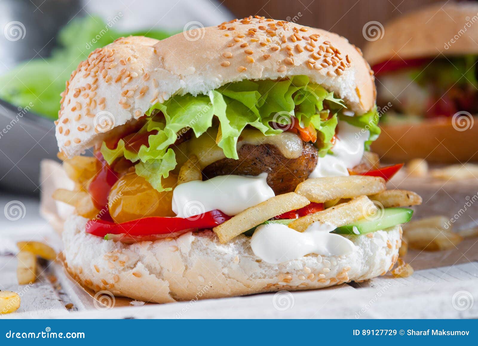 Vegetarian Burger with the Seitan Vegan Meat Stock Image Image of