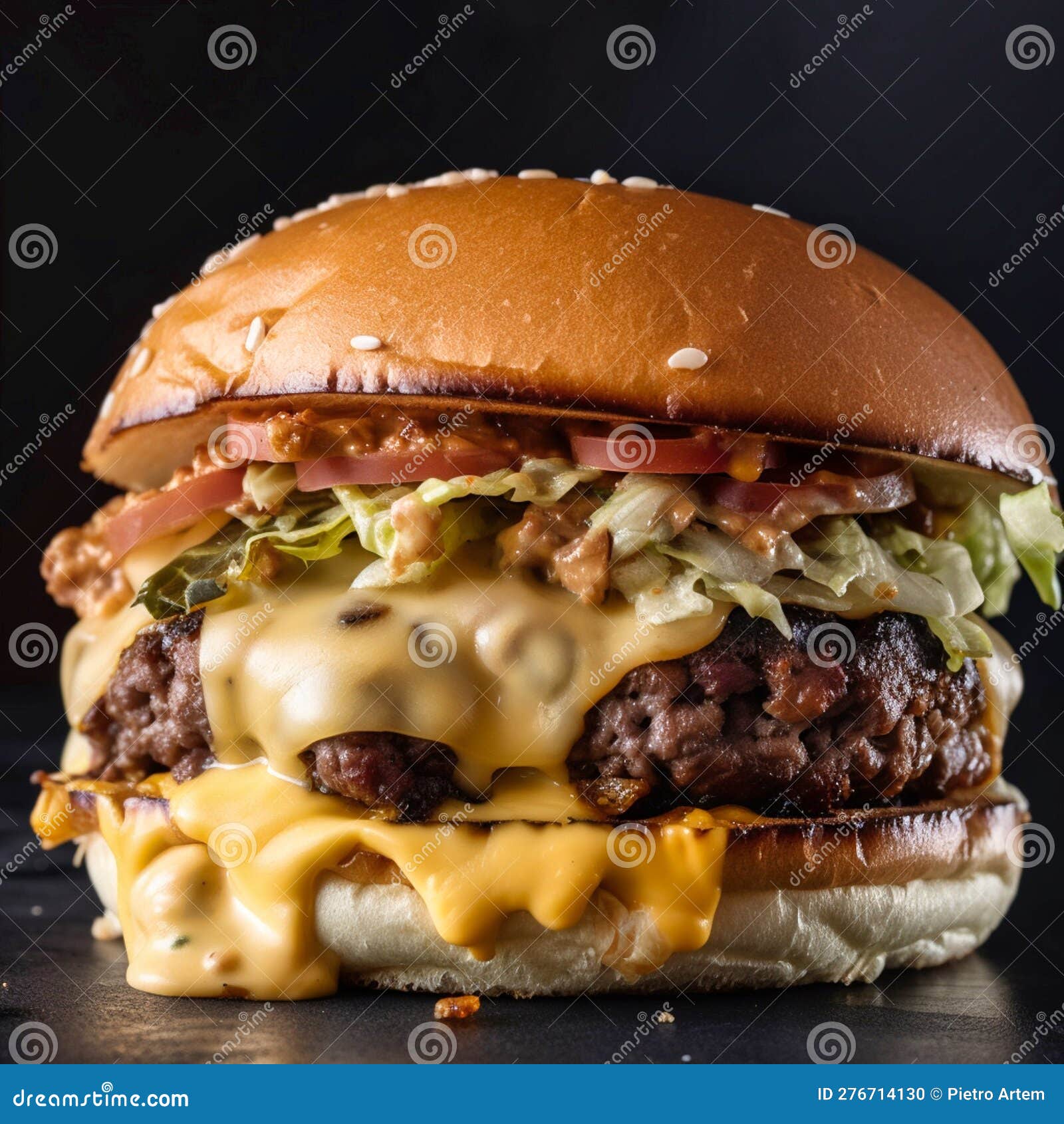 Vegetarian Cheeseburger Including the Type of Bun, Generative AI Stock