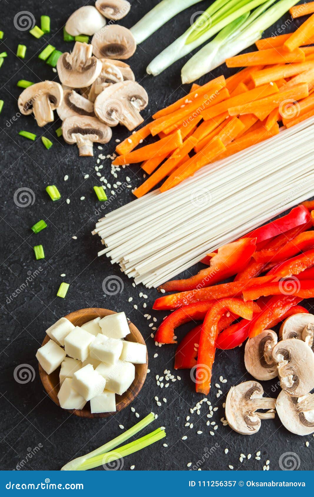 Ingredients for stir fry stock image. Image of mushrooms - 111256357