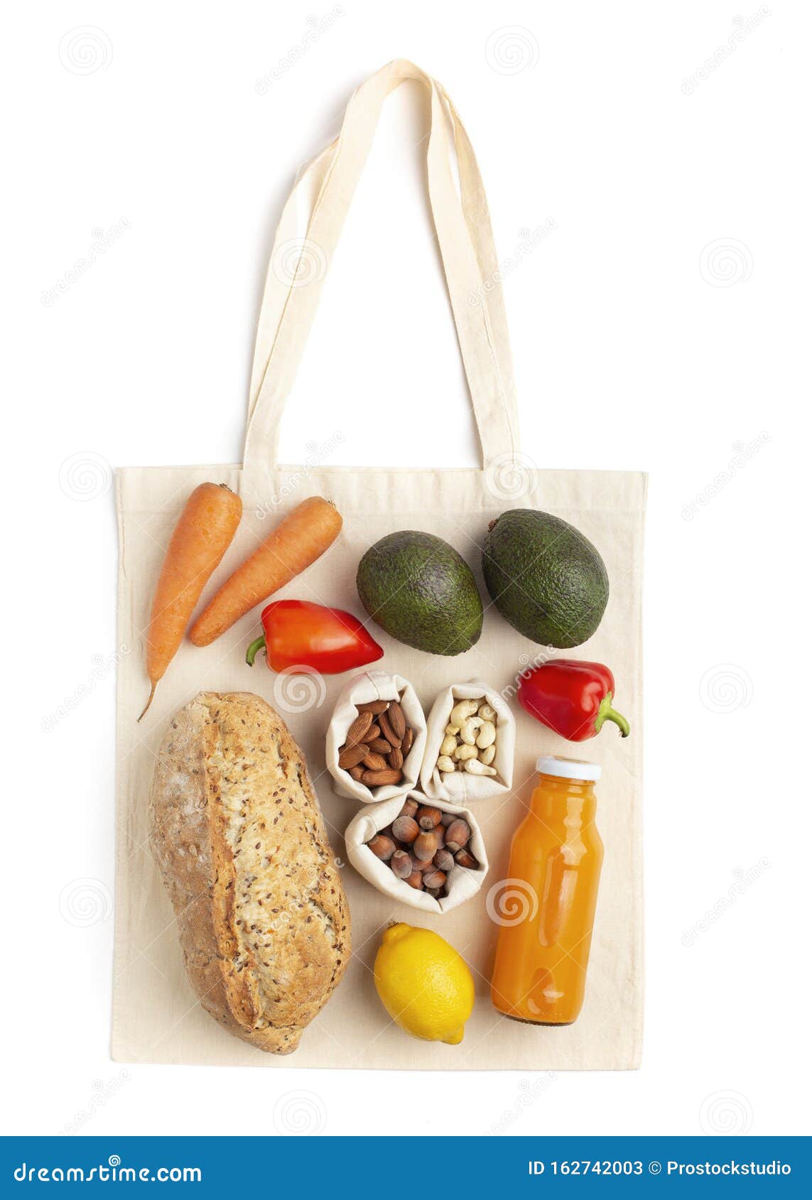 Vegetarian Healthy Products Laying on Eco Friendly Cotton Bag Stock ...