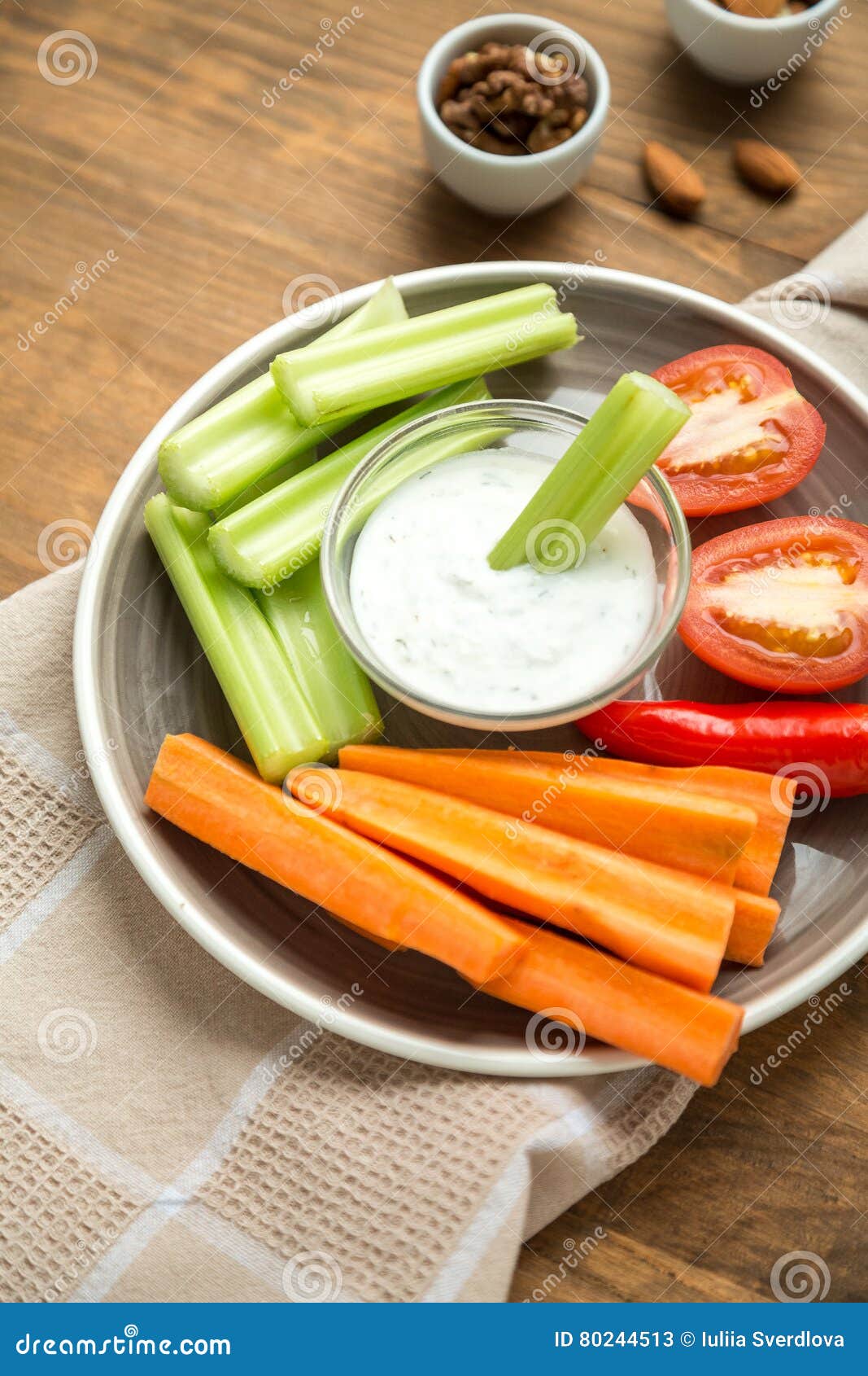 Vegetarian Healthy Snacks, Vegetable Snack Carrots, Celery, Tom Stock