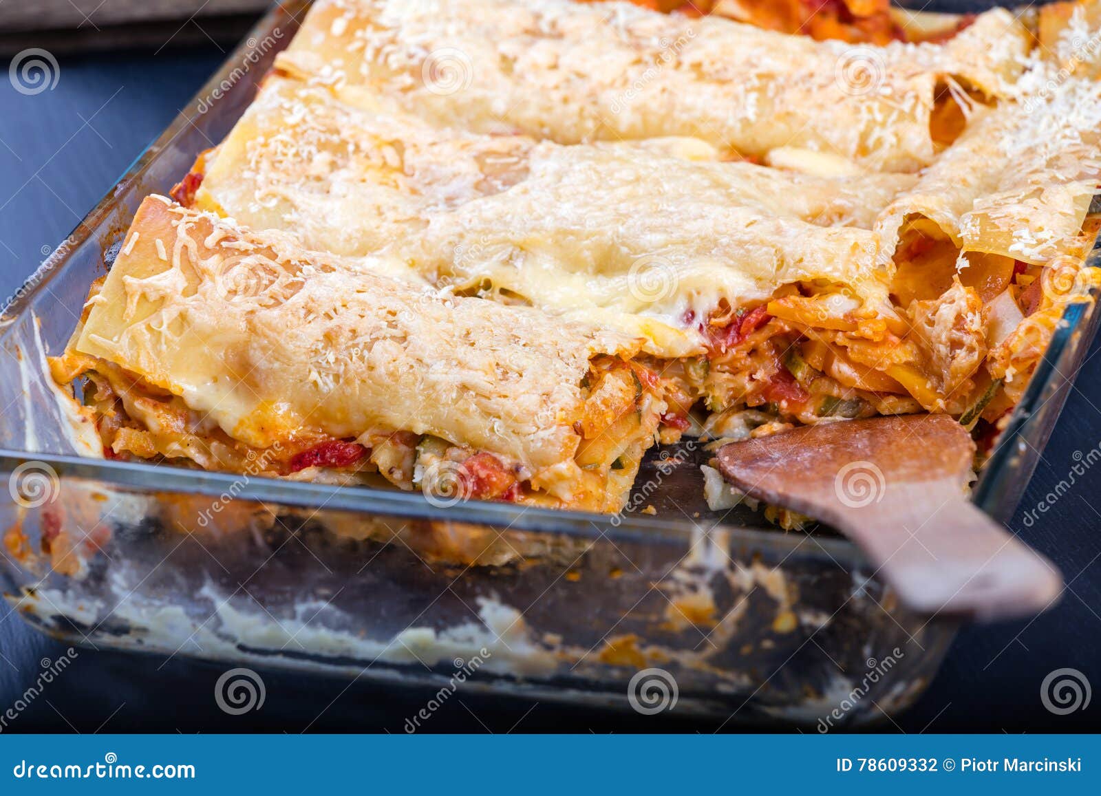 Vegetarian Lasagne on Glass Ovenpan Stock Photo Image of meal, food