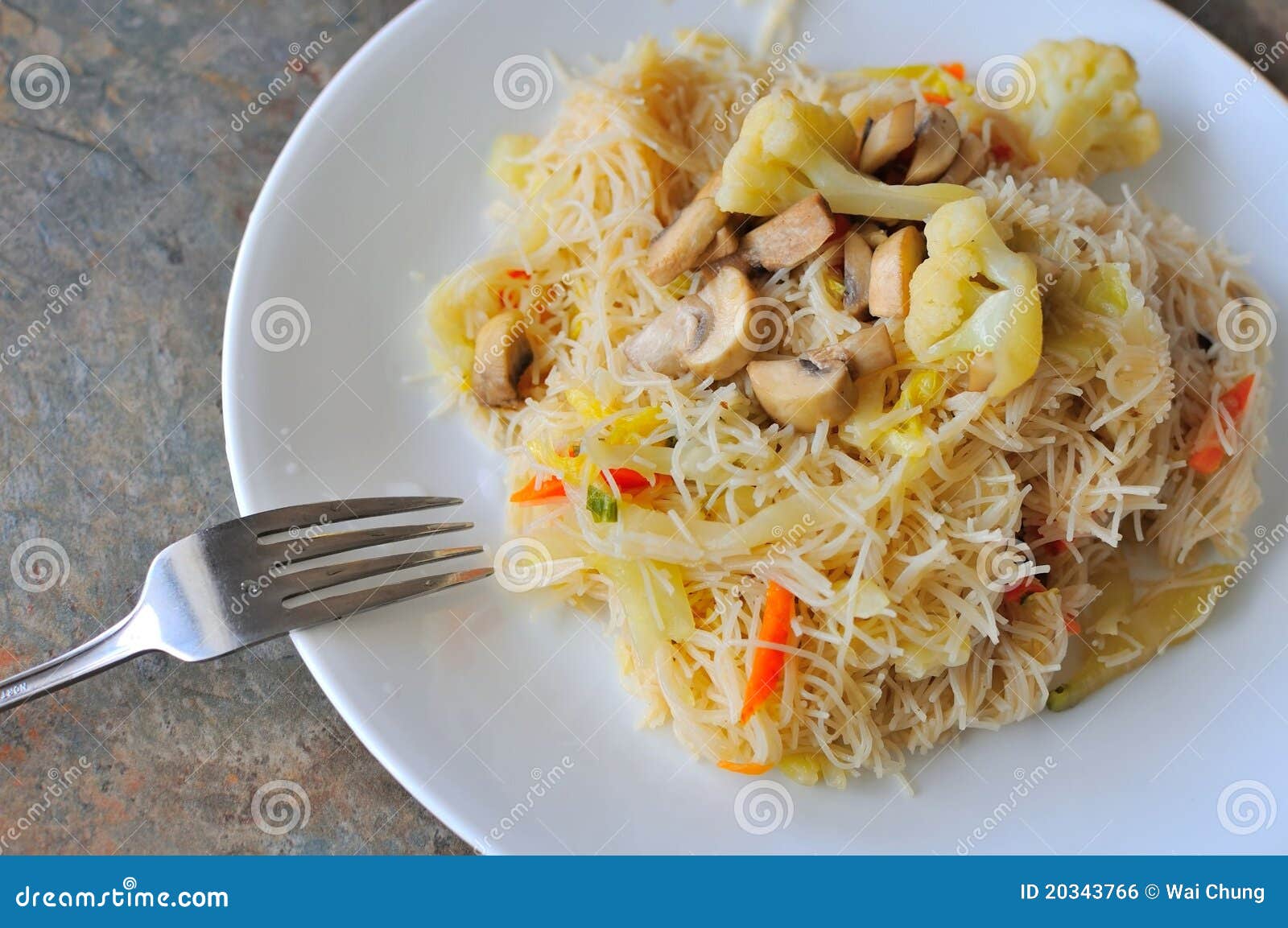 Vegetarian Noodles with Fork Stock Photo Image of nutrition, cooking