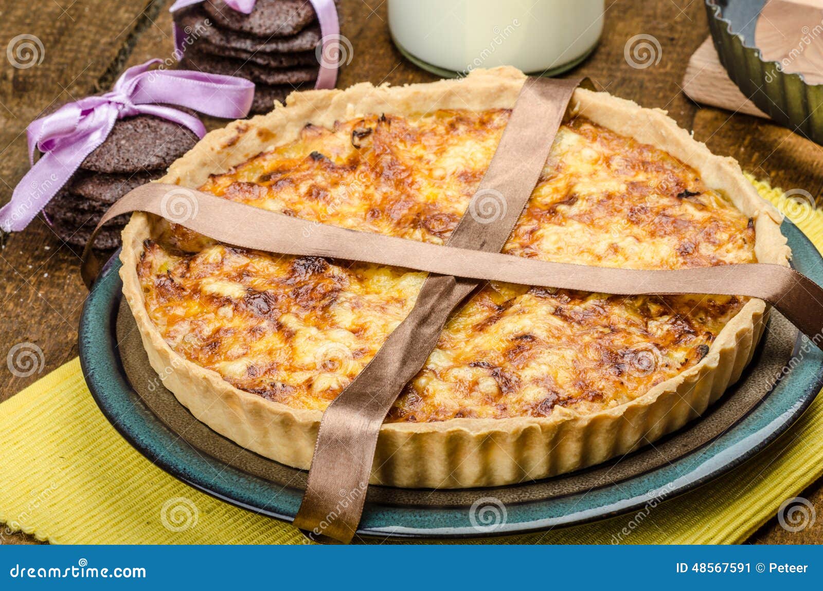Vegetarian Quiche and Biscuits Dark Chocolate Stock Image Image of