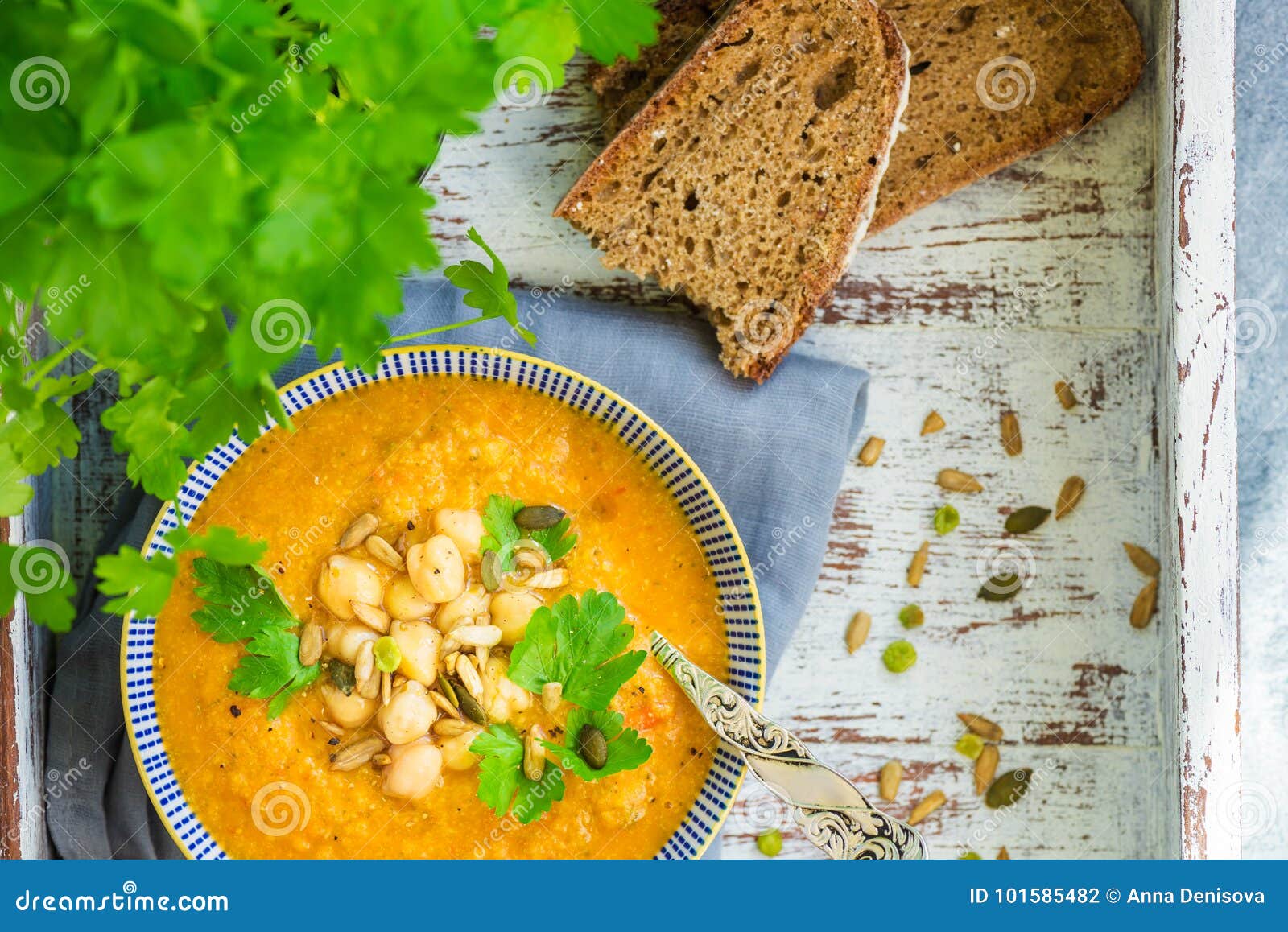 Vegetarian Soup from Carrots, Tomatoes, Brocolli and Chickpeas Stock ...