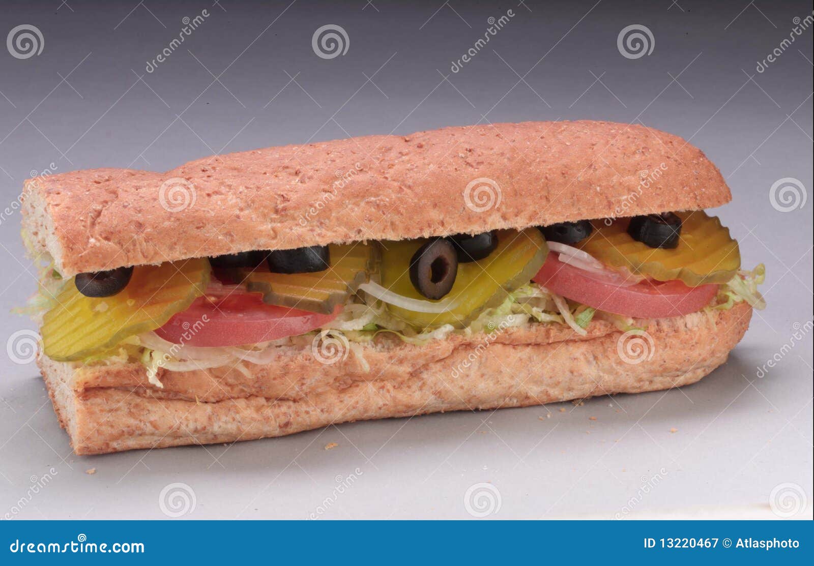 Vegetarian sub sandwich stock image. Image of veggie - 13220467
