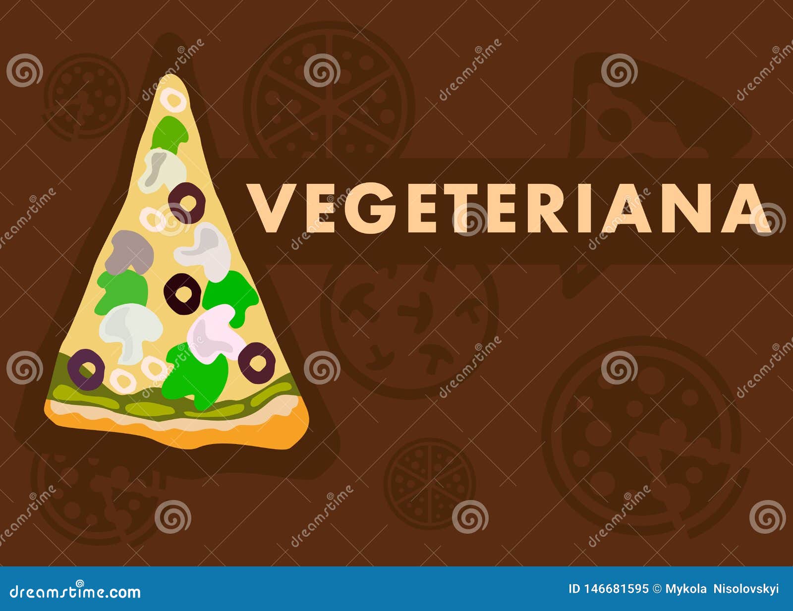 vegetariana pizza web banner cartoon template