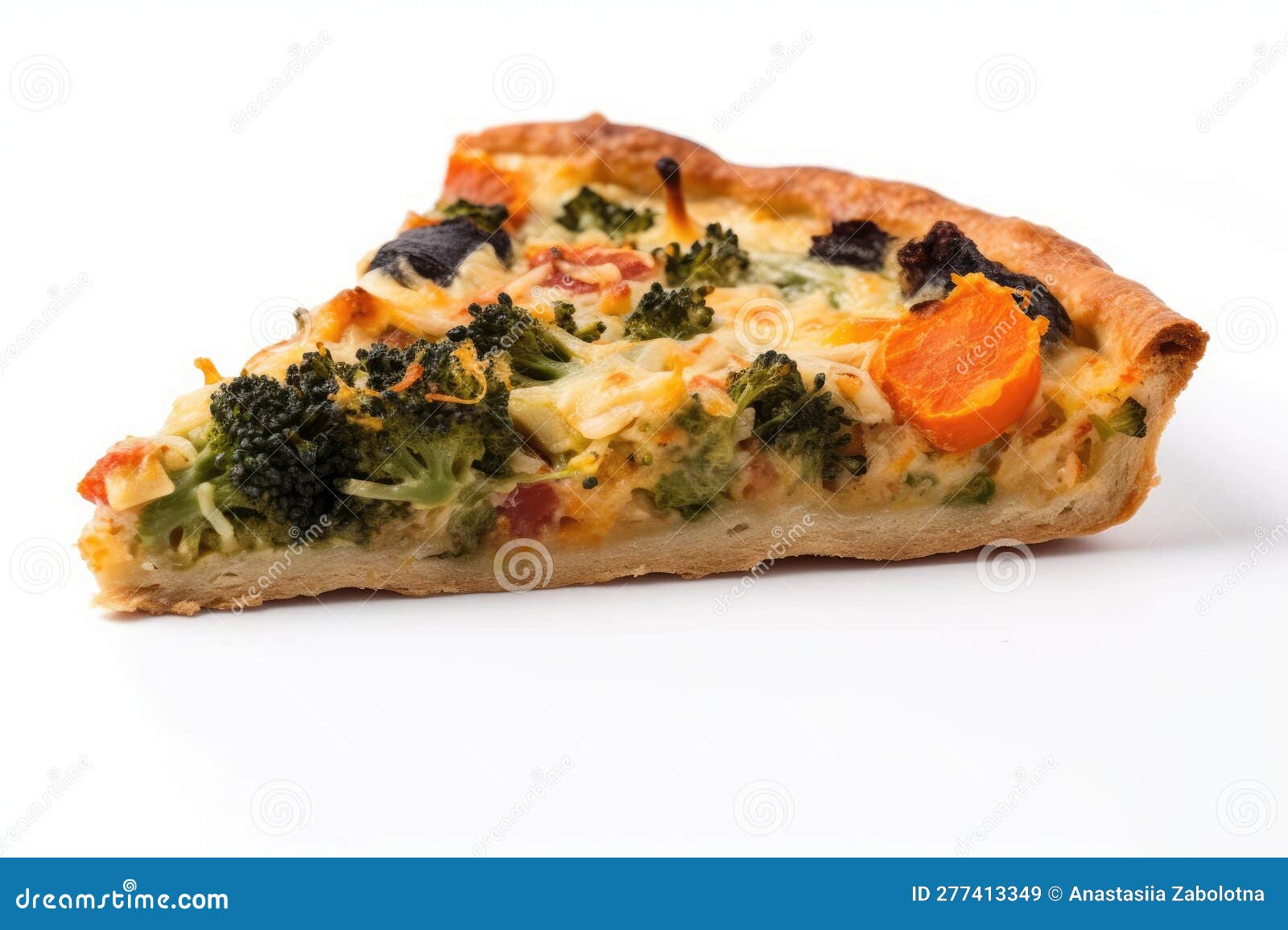 Veggie Pizza Slice on a White Background. Generative AI Stock Image ...