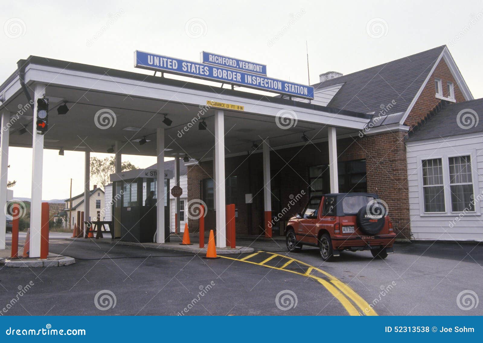 A Vehicle Approaches The Border Inspection  Station At 