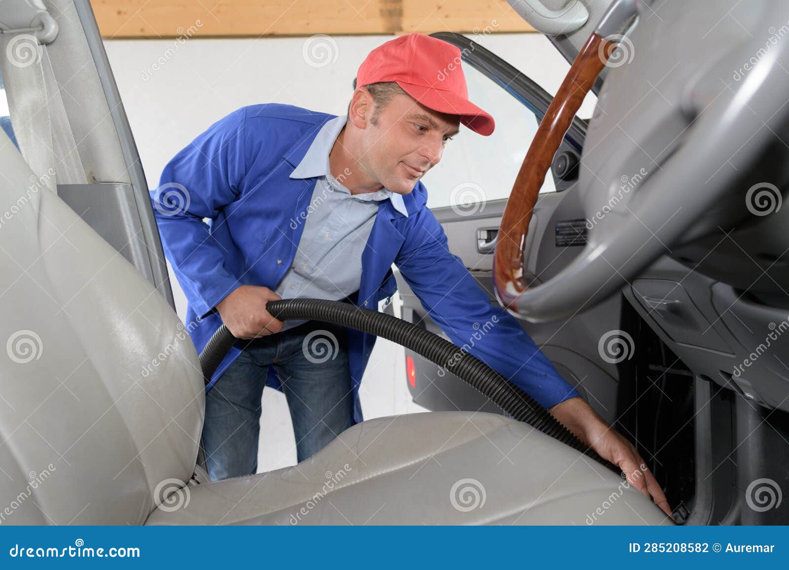 Vehicle Cleaner Vacuuming Car Stock Photo Image of rubbing, seat