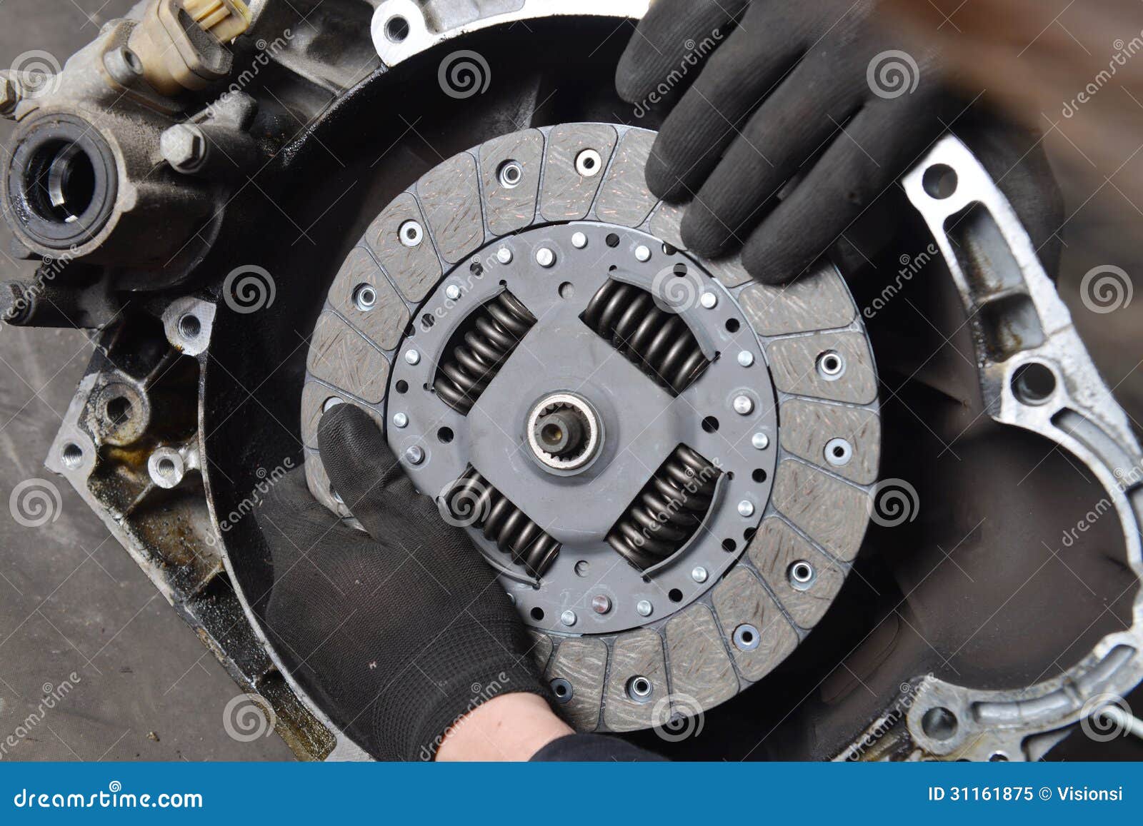 vehicle clutch, car mechanic is changing clutch