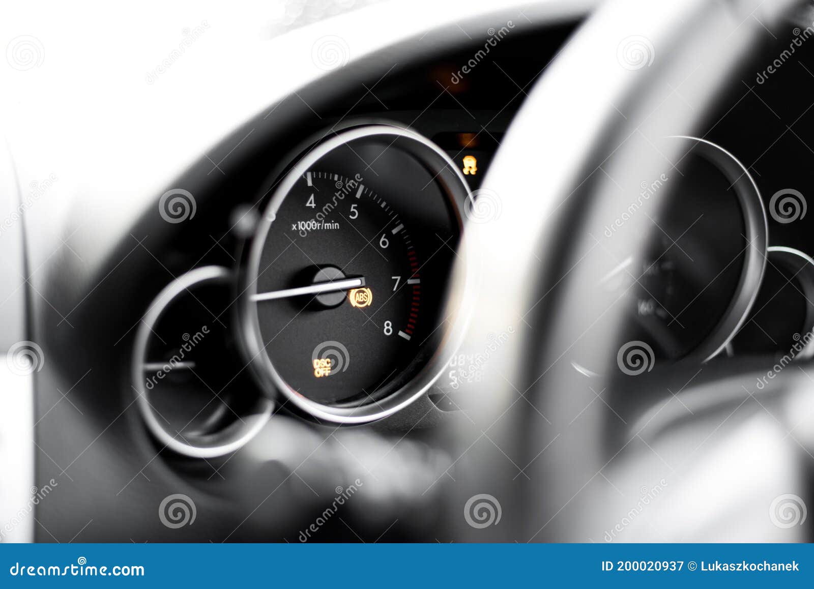 vehicle dashboard - car breakdown - traction control light on - dsc light on - esp light on - abs light on