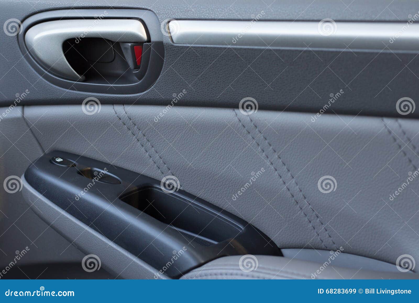 Vehicle Door Panel with Locks and Power Window Buttons Showing Stock