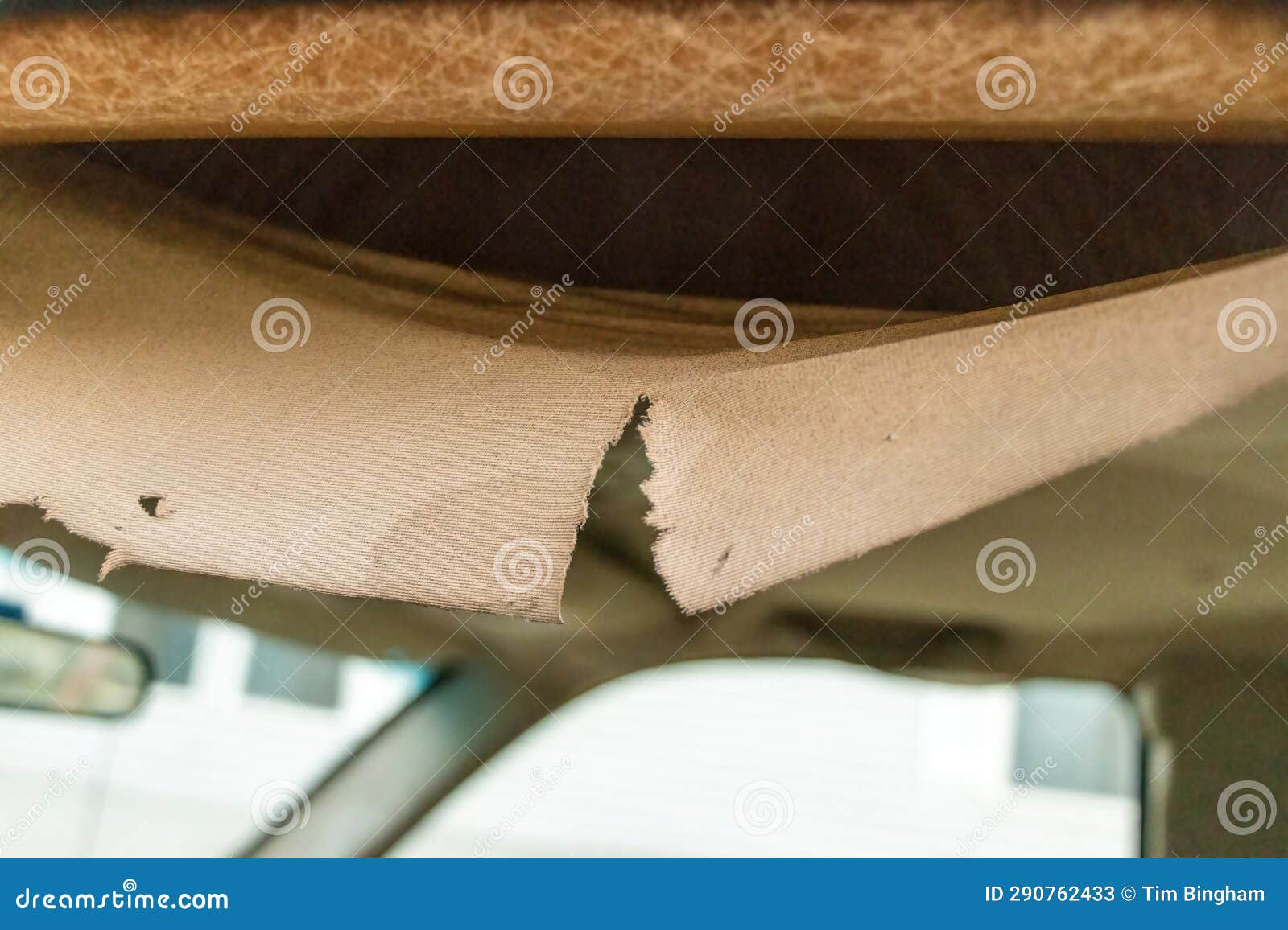 Vehicle Headliner Torn and Falling Stock Image Image of brown