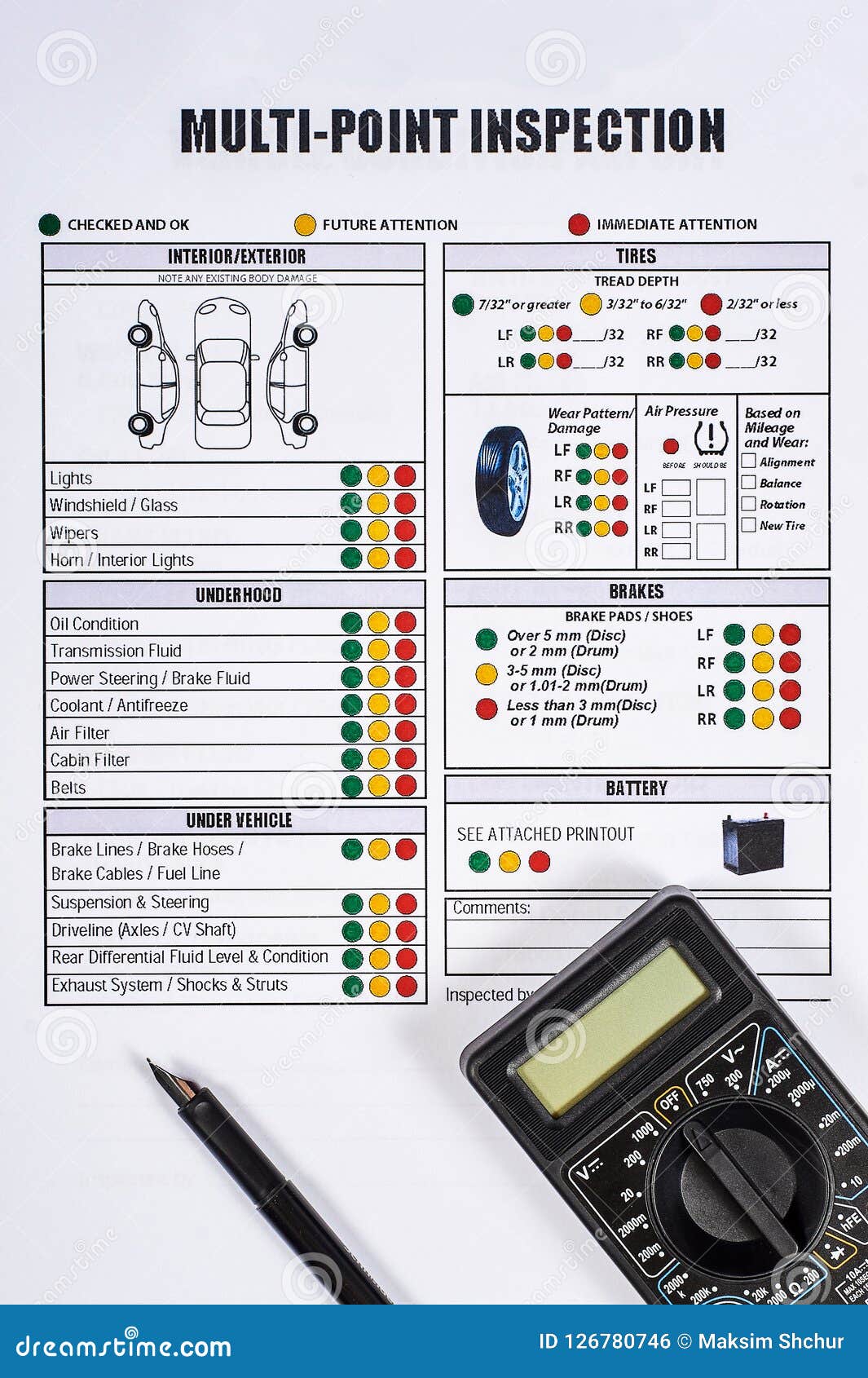 40-point Vehicle Inspection Report, Multi-point Inspection