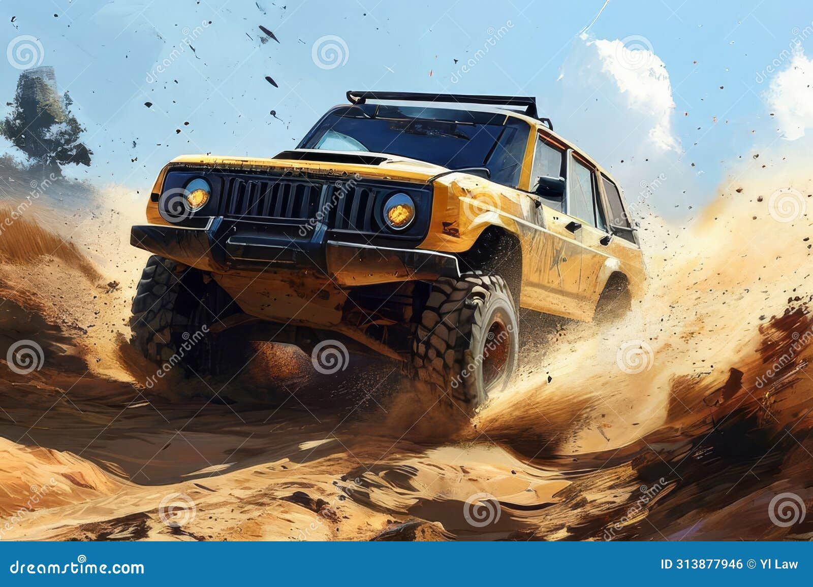 Vehicle Navigating Rough Desert Terrain during a Reconnaissance Mission 