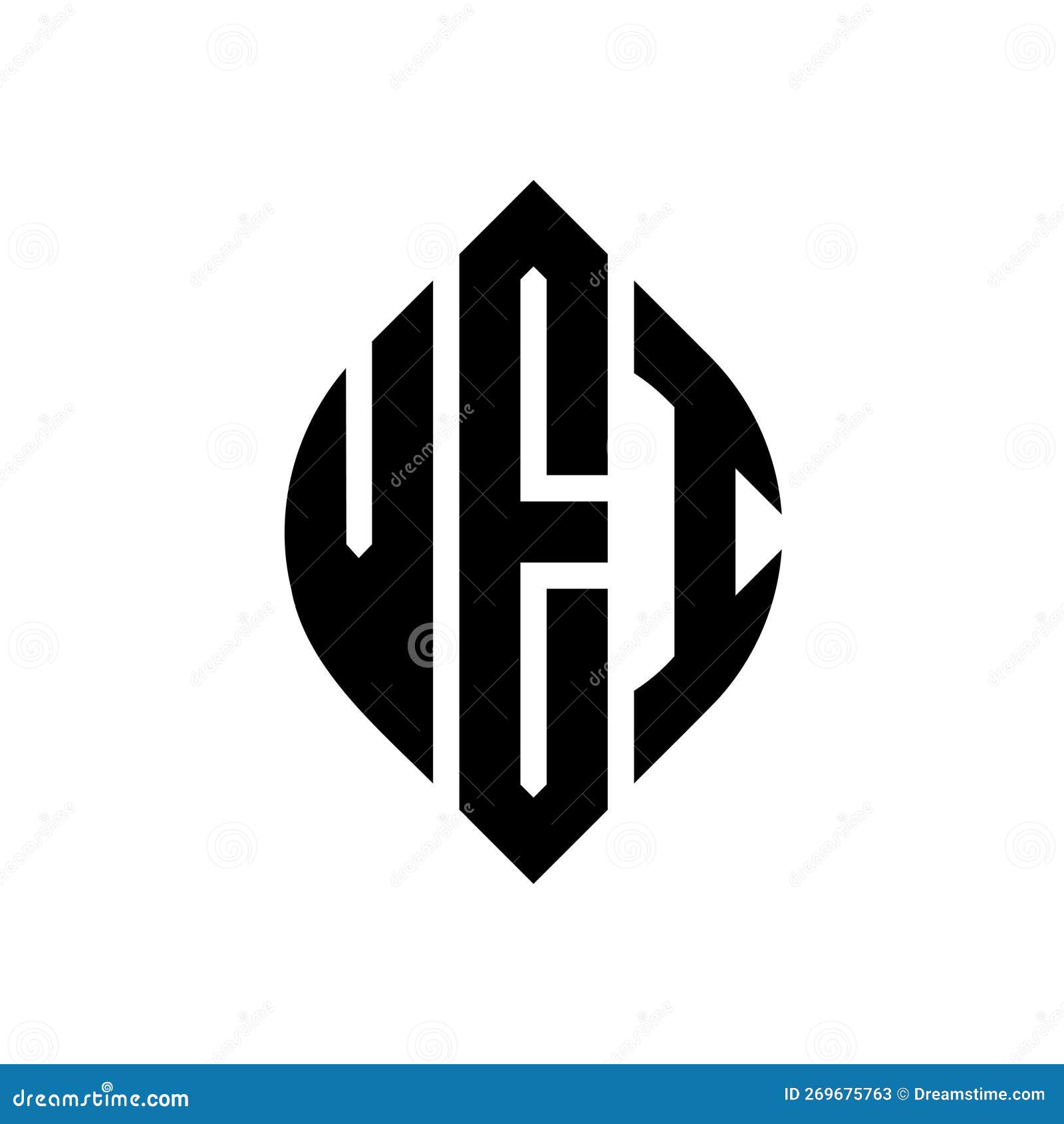 vei circle letter logo  with circle and ellipse . vei ellipse letters with typographic style. the three initials form a