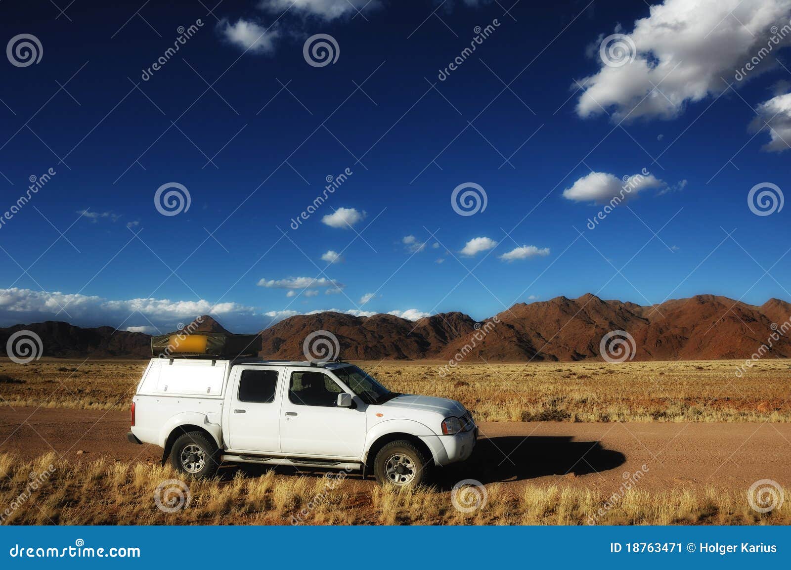 Veicolo 4x4 nel Namibia. Attraversando dai vostri propri con un veicolo 4x4 through il deserto di Namib (Namibia).