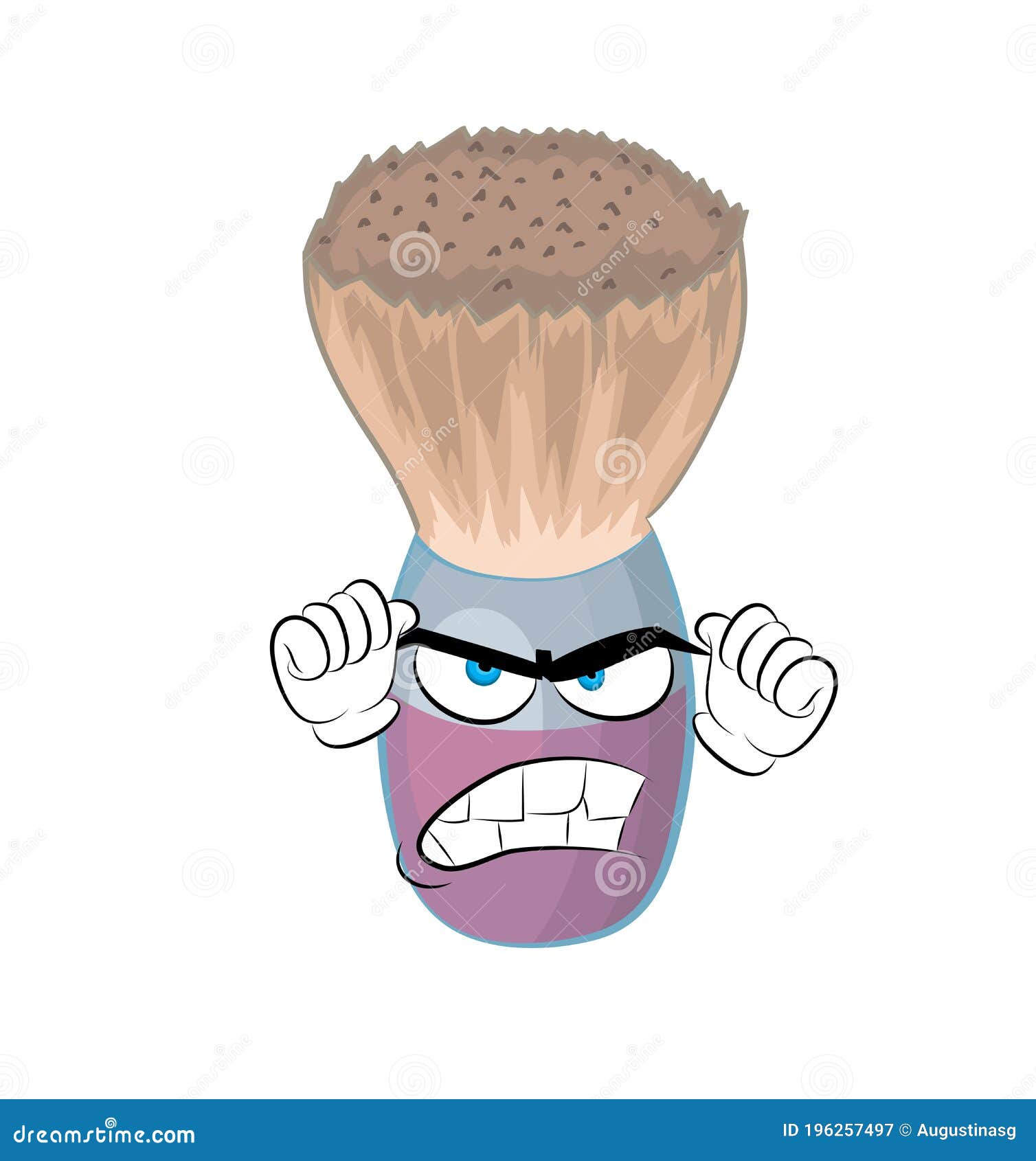 Angry Cartoon Illustration of Barber Brush Stock Illustration
