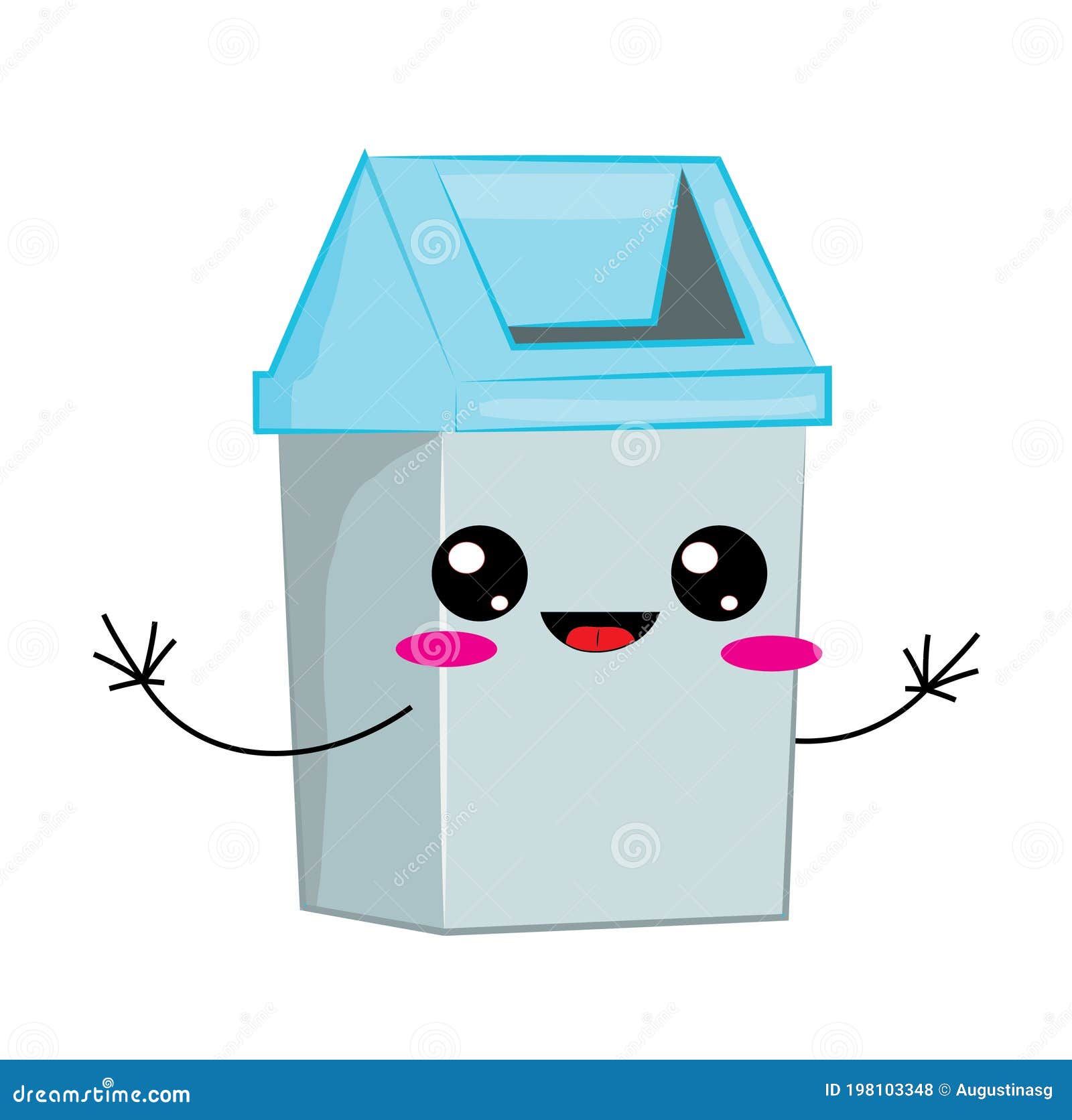 Cute Cartoon Illustration of Trash Can Stock Illustration