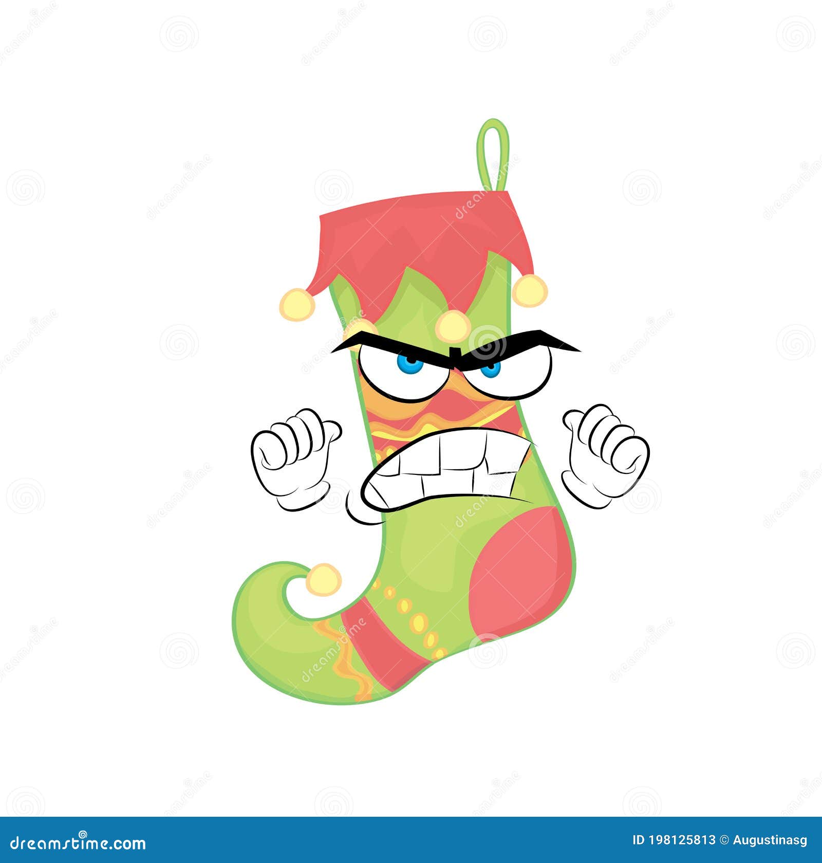 Angry Cartoon Illustration of Christmas Elf Sock Stock Illustration ...