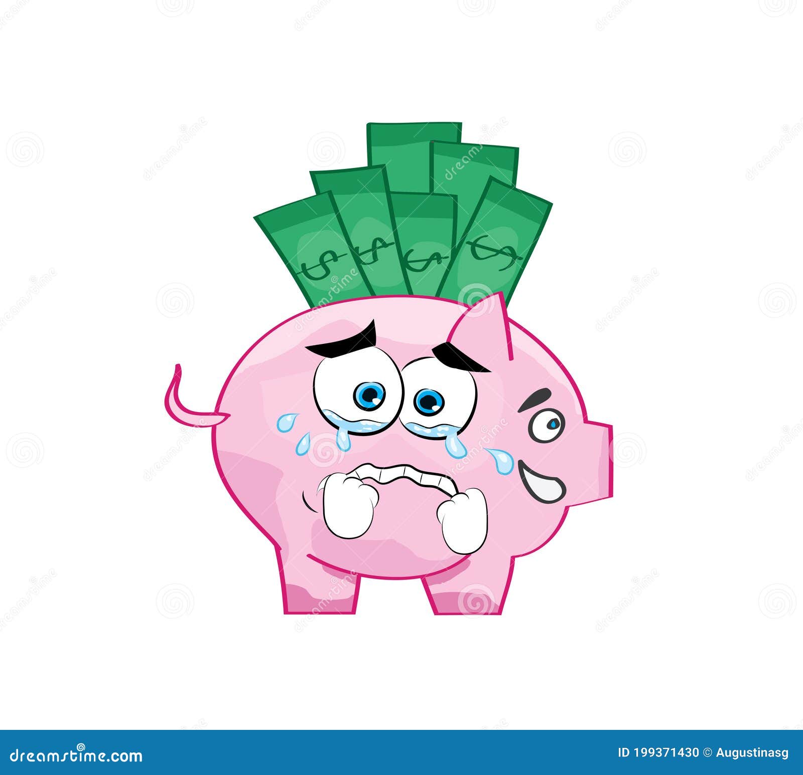 Crying Cartoon Illustration of Savings Account Pig. Money Savings Stock  Illustration - Illustration of hands, white: 199371430