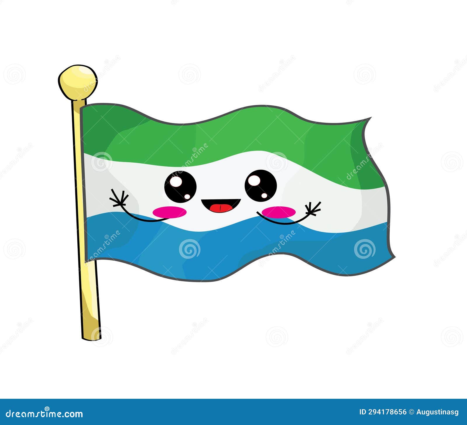 cute cartoon  of siera leone flag