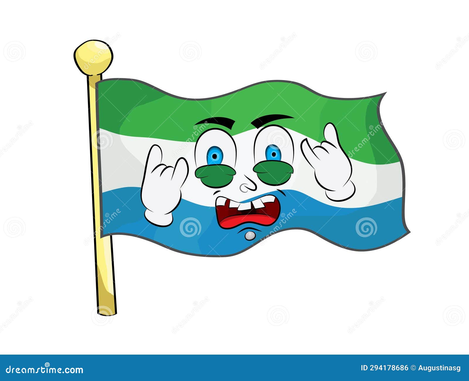punk cartoon  of siera leone flag