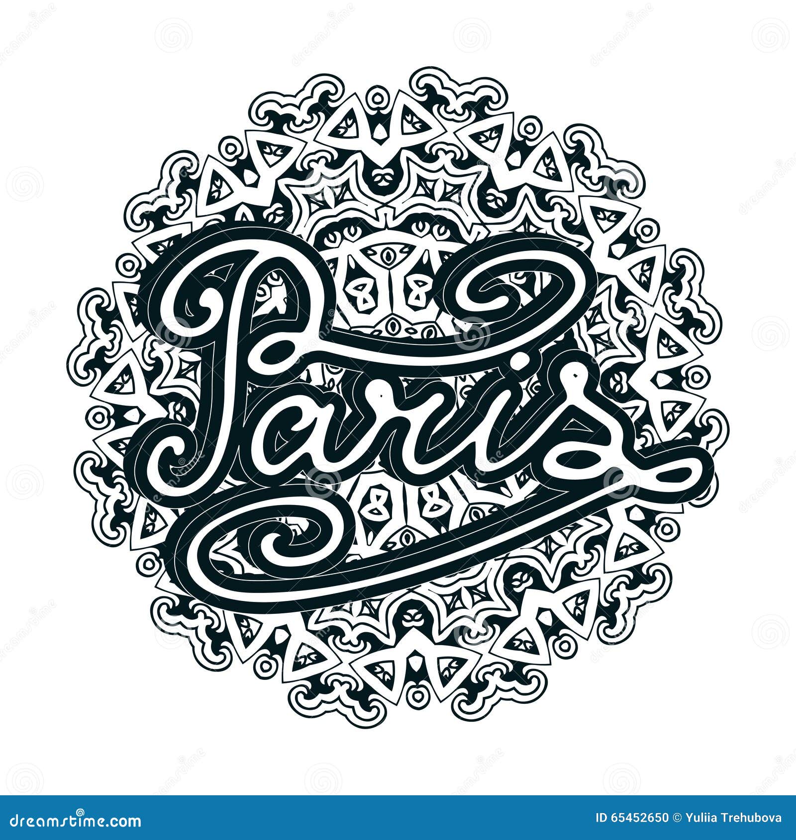 Vektor-Paris-Illustration Auf Mandalahintergrund Retro