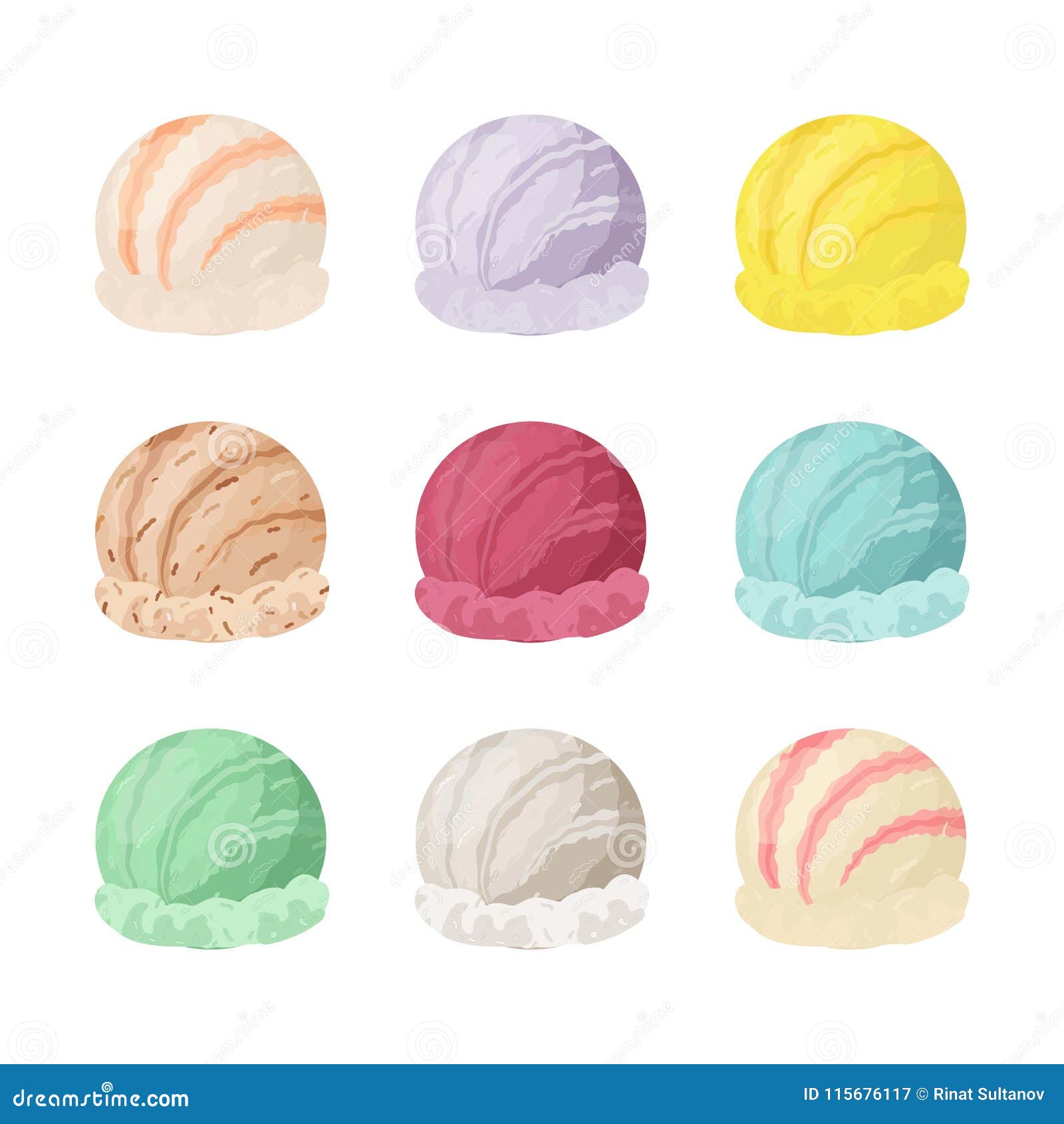 Olika Smaker Tecknad Filmlägenhetstil Vektor