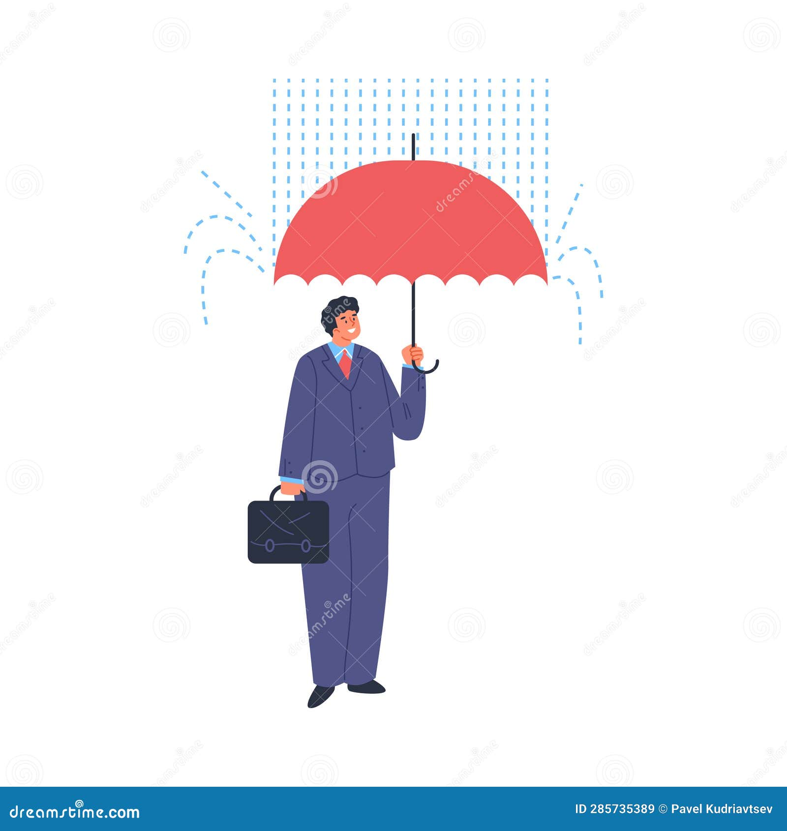 Finanzen. Vektor Illustration Versicherung. Regenschirm Über das