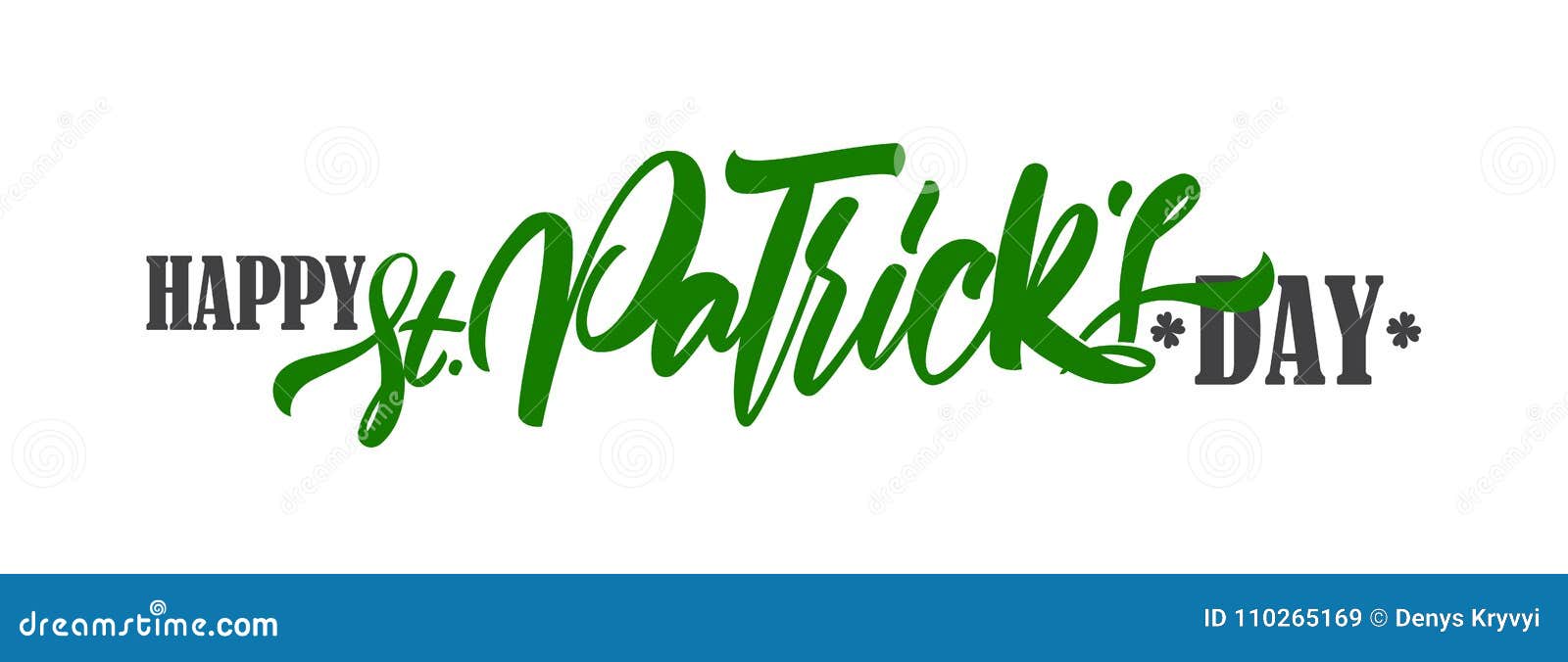 Vektorillustration: Hälsningbaner med hand dragen bokstäver för calligraphic typ av den lyckliga dagen för St Patrick ` s