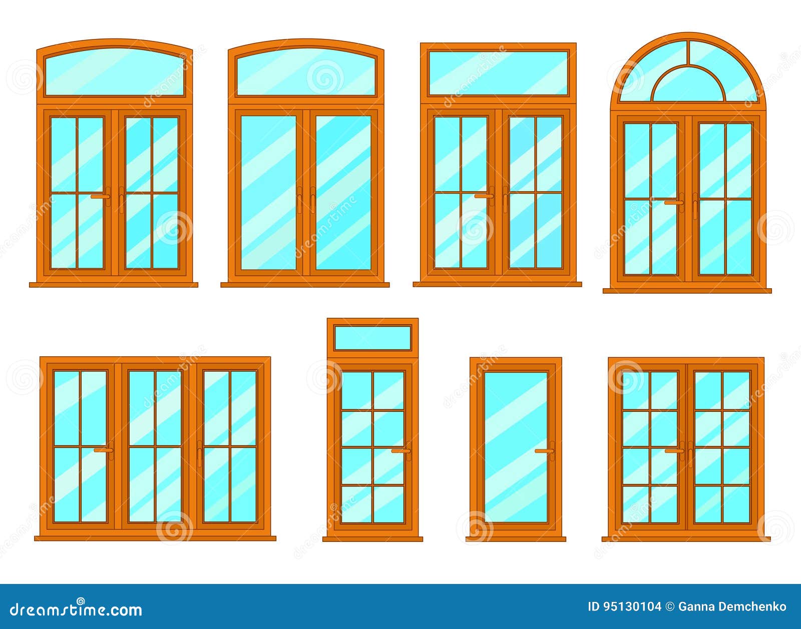 Vektorsammlung Verschiedene Fensterarten Vektor Abbildung