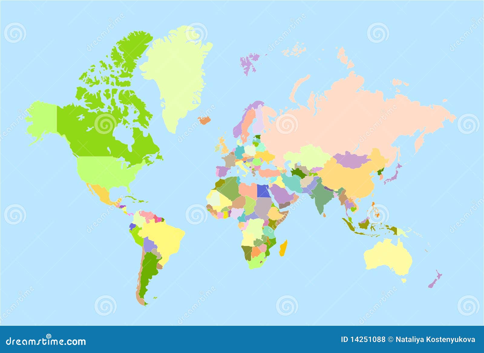 Vektorweltkarte. Globale Weltkarte, jedes Land ist die einzelne getrennte Nachricht.