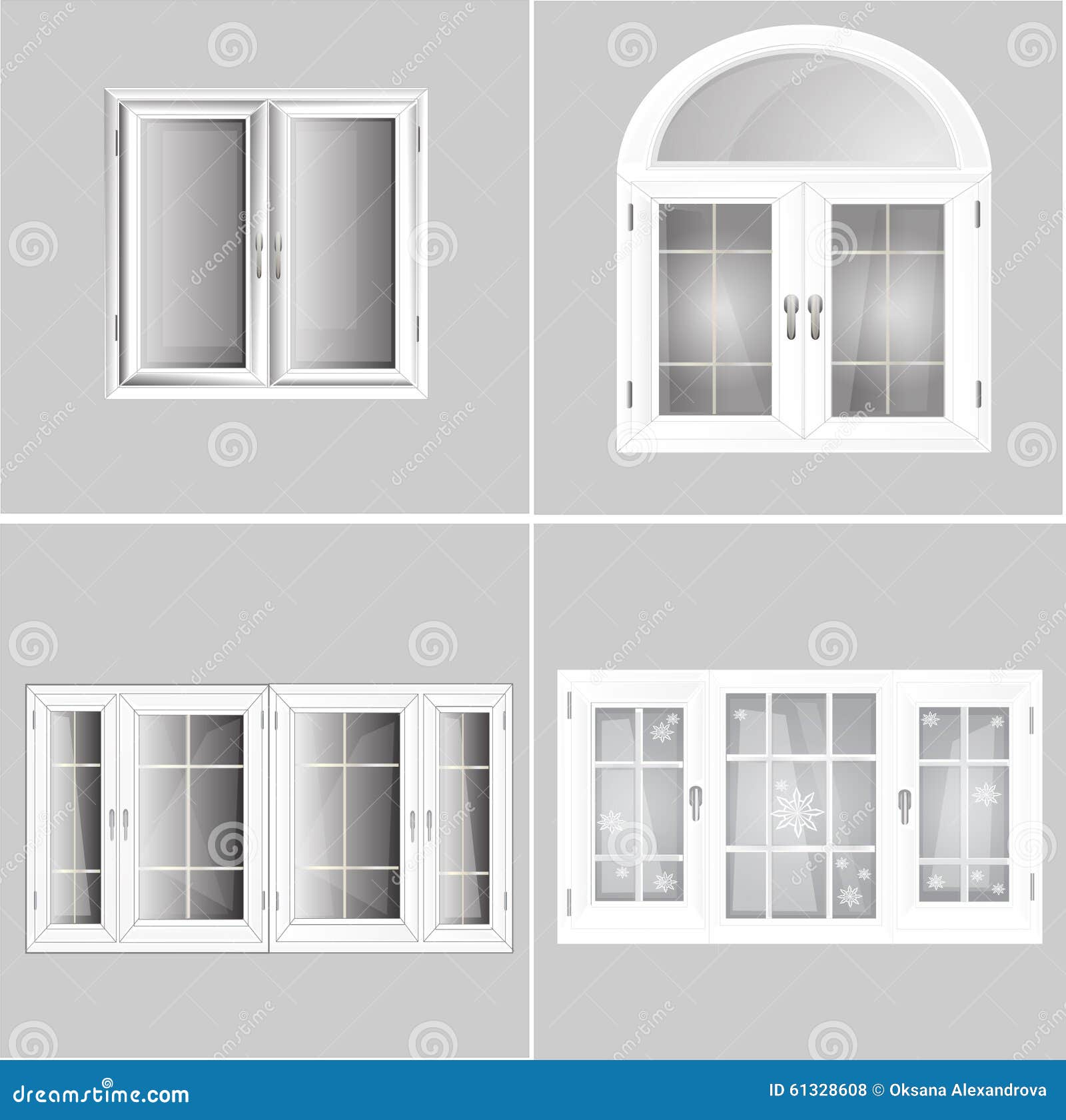 Vit för inre för vektorWindows plast- Glosed illustration