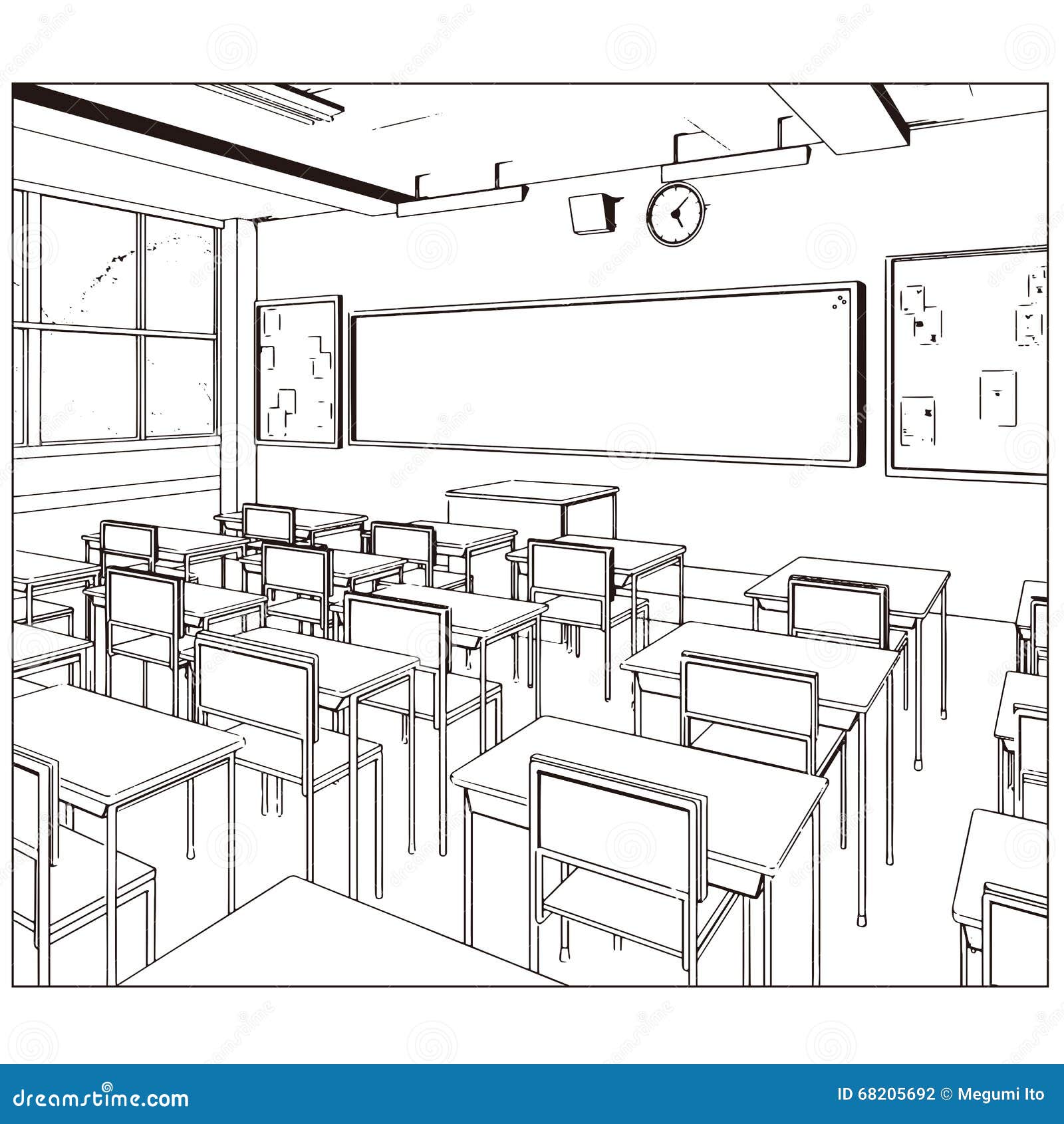 Vektorzeichnung Eines Klassenzimmers Vektor Abbildung - Illustration