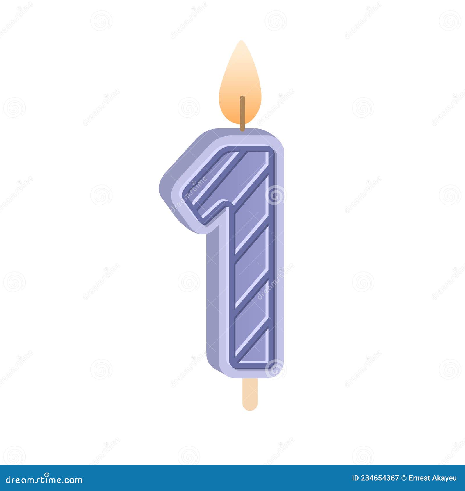 Vela De Cumpleaños Número 1 Para El Primer Aniversario. Brillantes Velas De  Cera Con Forma De Fibra Con Llama Para La Fiesta Ilustración del Vector -  Ilustración de torta, partido: 234654367