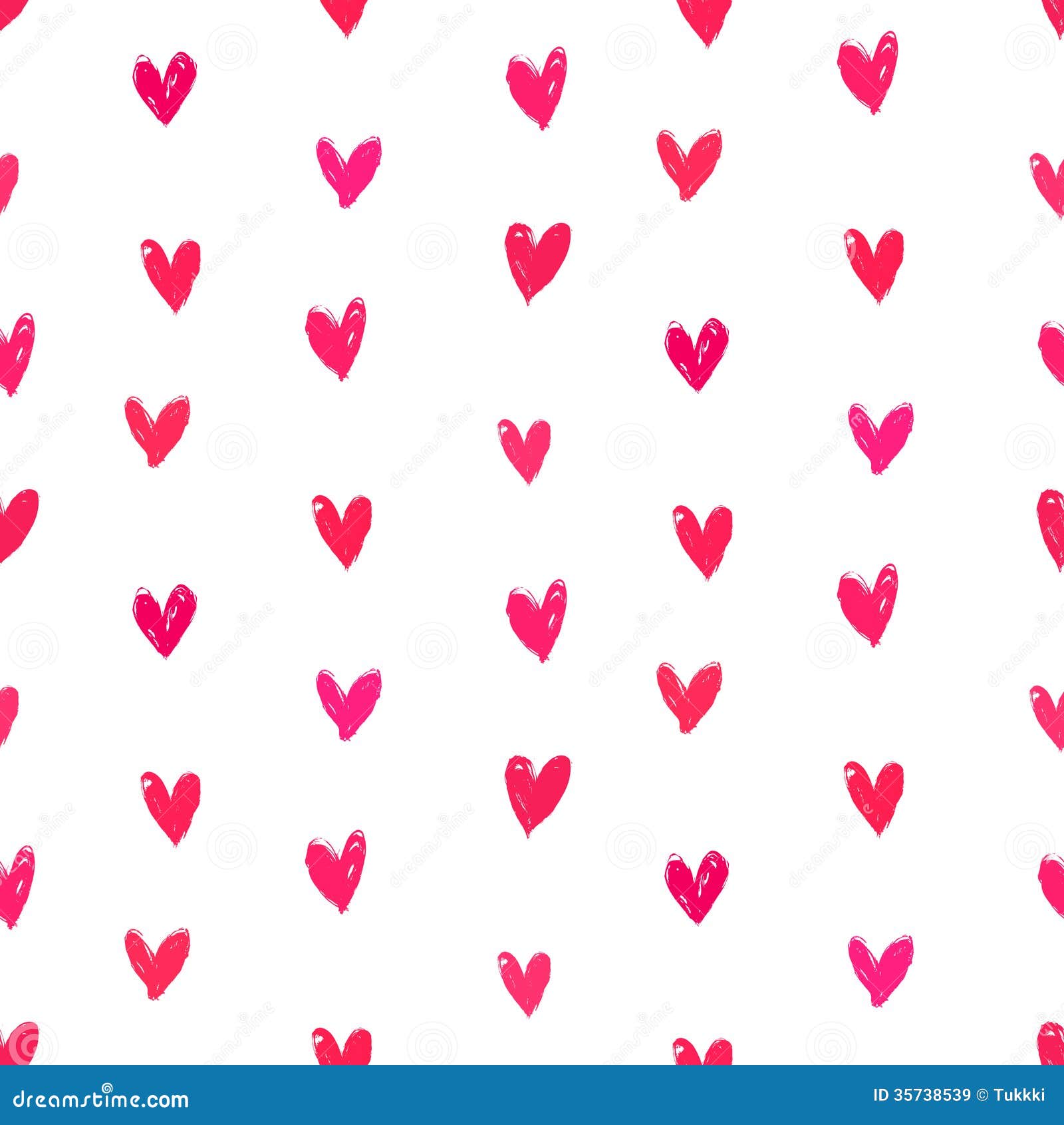 Velentine's Day Pattern With Hand Painted Hearts. Stock Vector - Illustration of paint ...