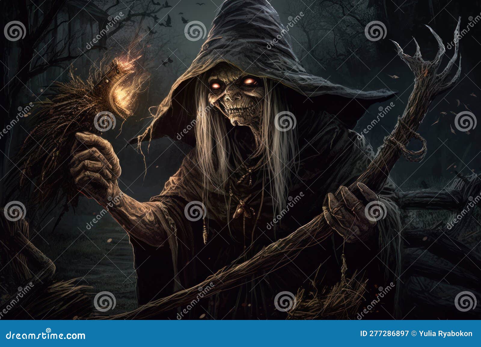 Bruxa velha assustadora usando chapéu velha assustadora bruxa má gerada por  ai