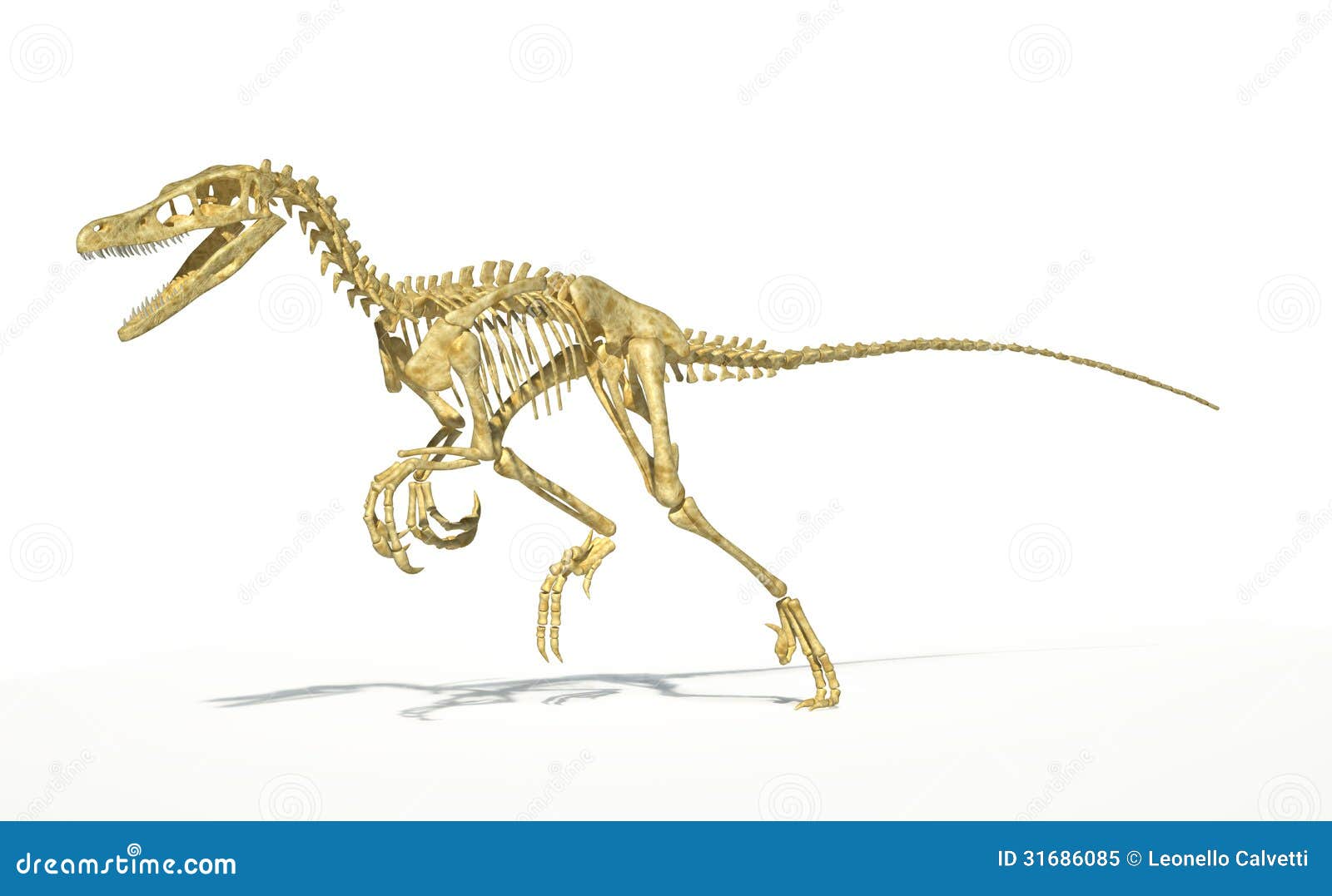 Premium AI Image Cute Dinosaur Cartoon Velociraptor On White Background Generative AI