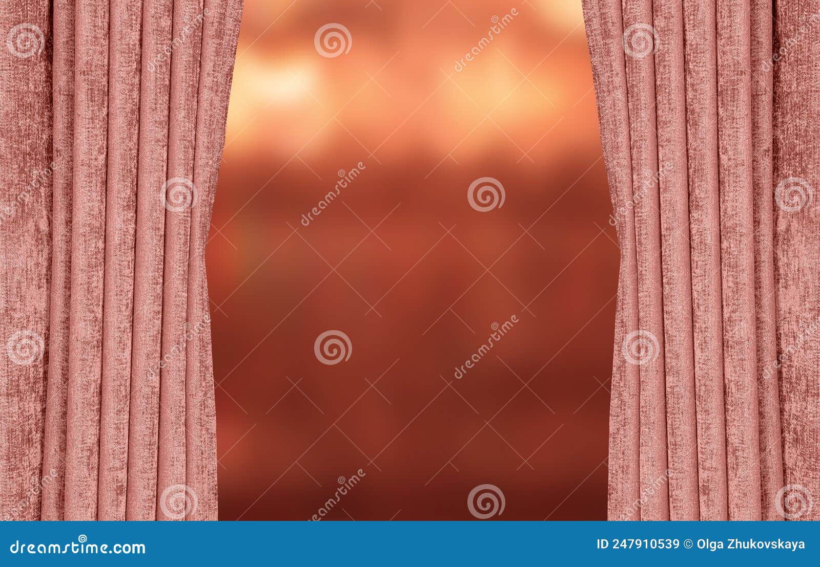 Velvet Curtain Pink with Drapery. Curtains Stock Image Image of