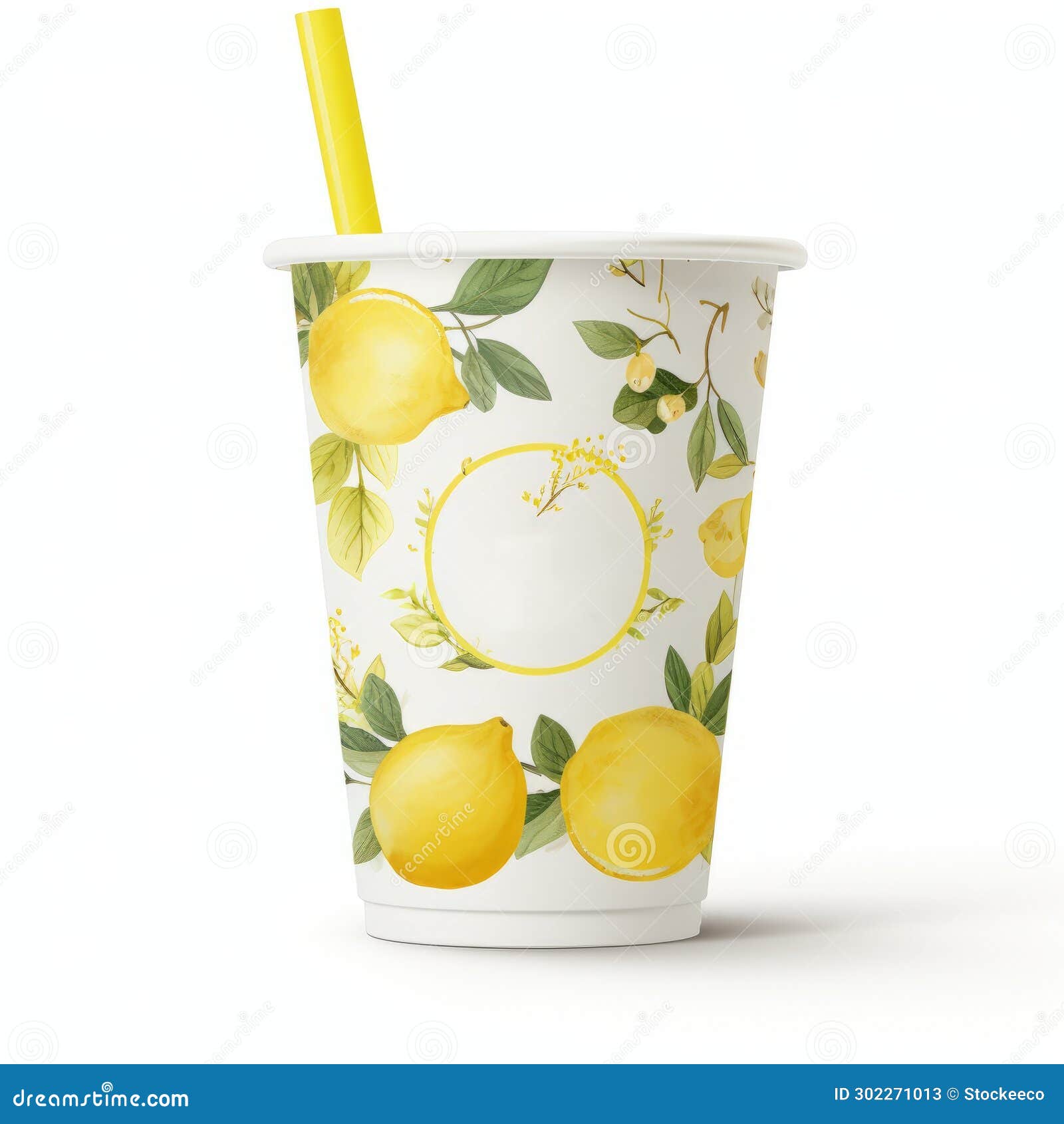 velvia style lemonade cup mockup with ornamental lith printing