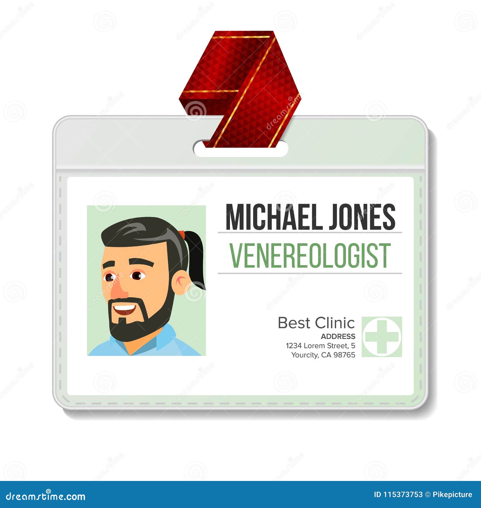 Venereologist Identification Badge Vector. Man. Id Card Template Throughout Hospital Id Card Template