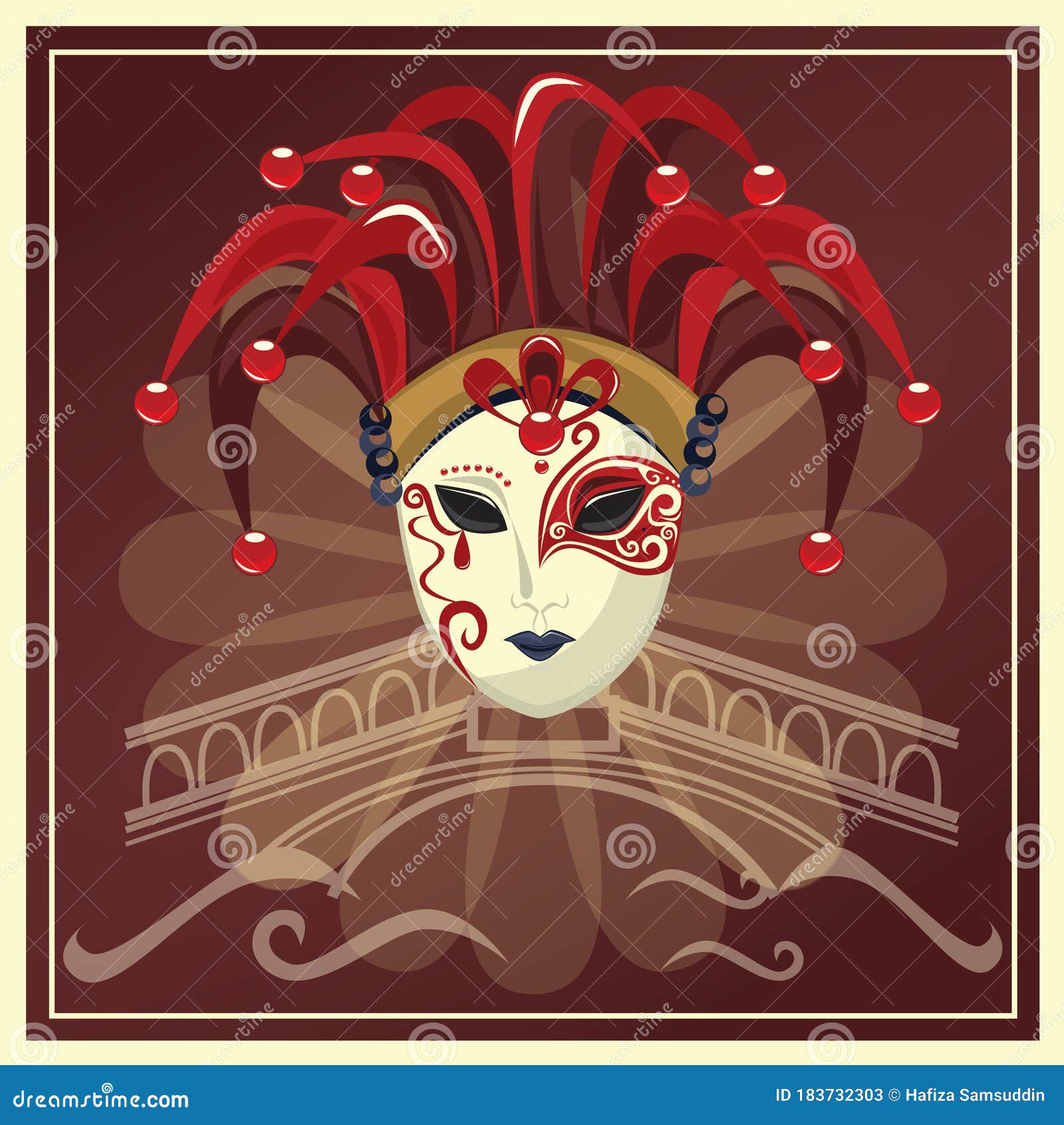 Venetian Joker Mask. Vector Illustration Decorative Background Design