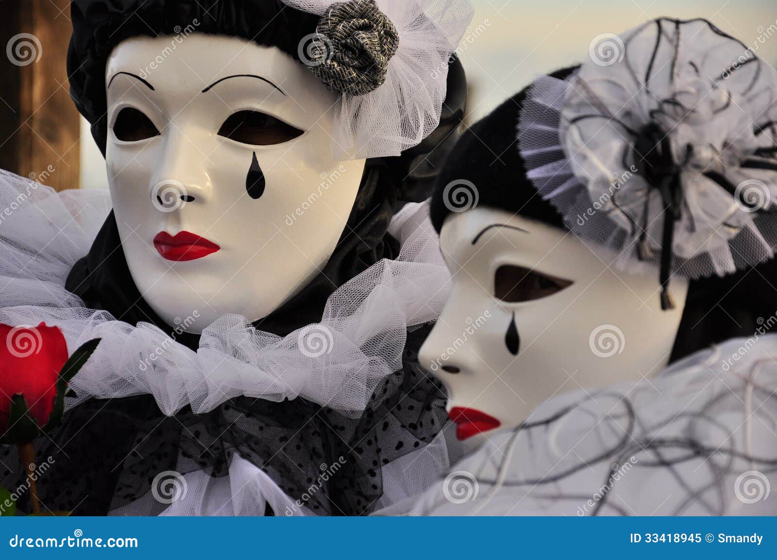 Venetian Pierrot masks stock image. of origins 33418945