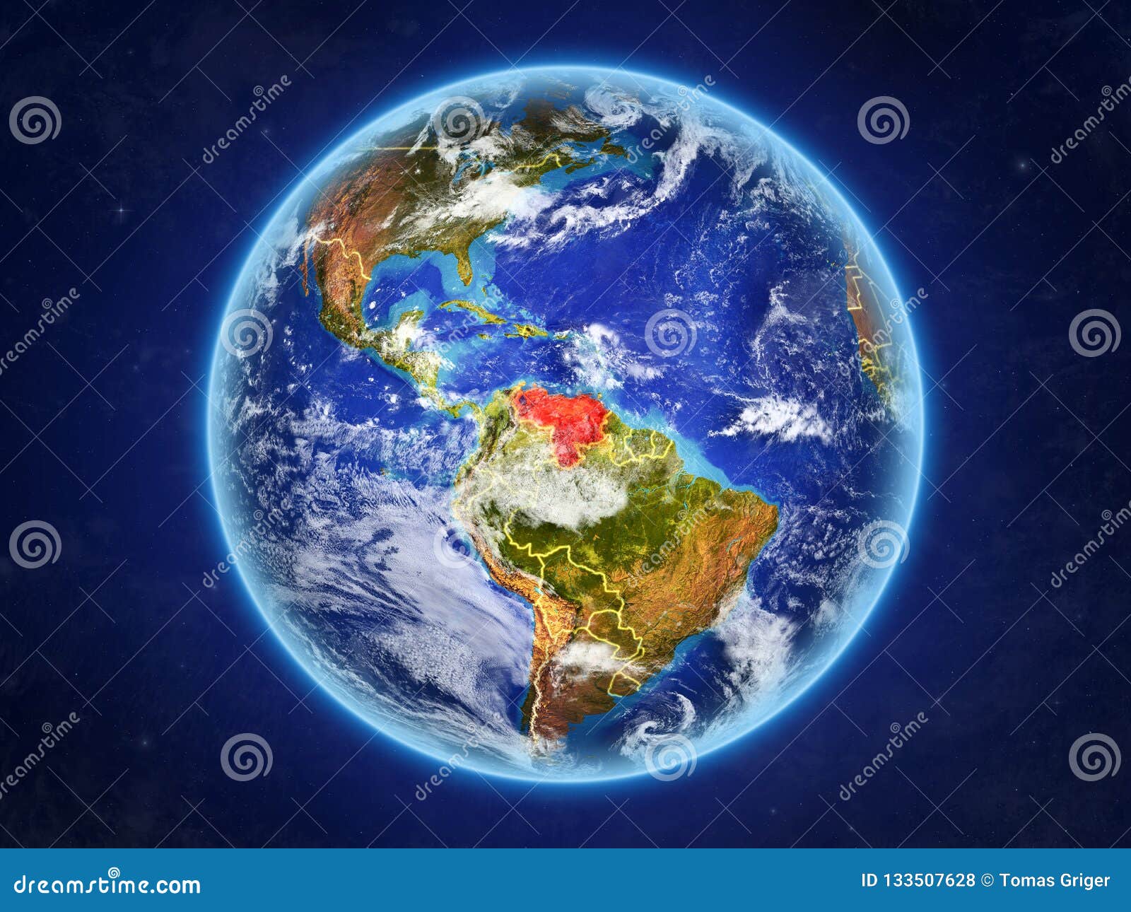 Venezuela On Earth From Space Stock Illustration Illustration Of