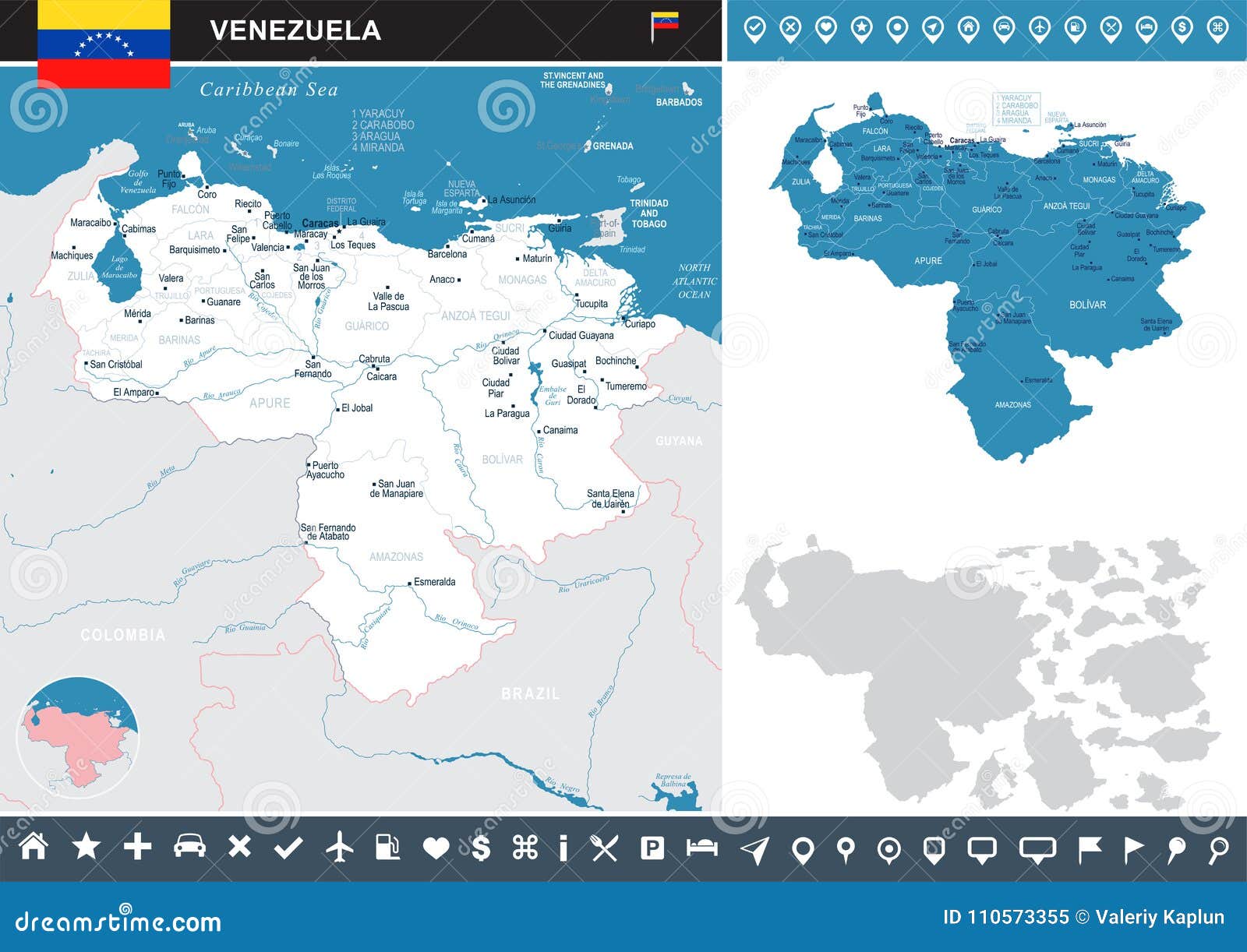 Venezuela Infographic Map Detailed Vector Illustration Stock