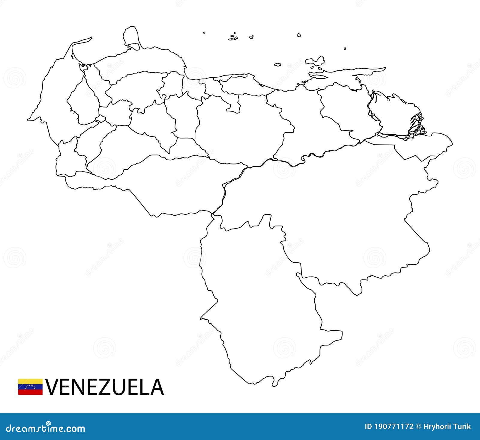 Venezuela Map Black And White Detailed Outline Regions Of The Country