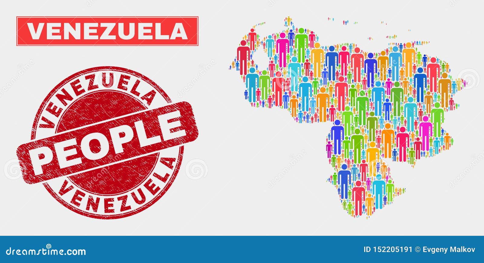 Venezuela Map Population Demographics and Grunge Seal Stock Vector