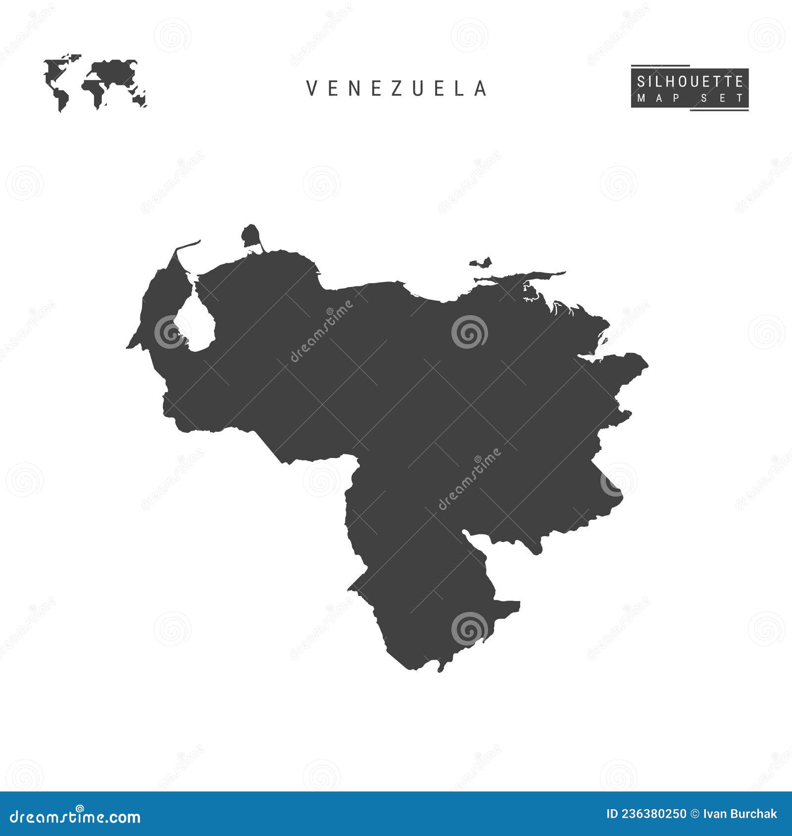 Venezuela Vector Map Isolated On White Background High Detailed Black